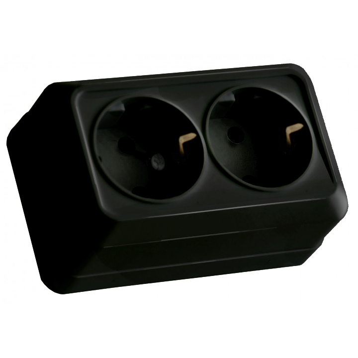 Розетка 2 гнізда, з/з, 16А, "Julia", чорна