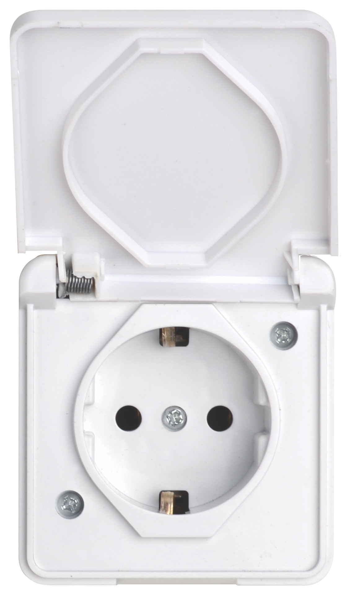 Розетка з/з, 16А, MARSO "Aqua", IP 44, з кришкою, біла