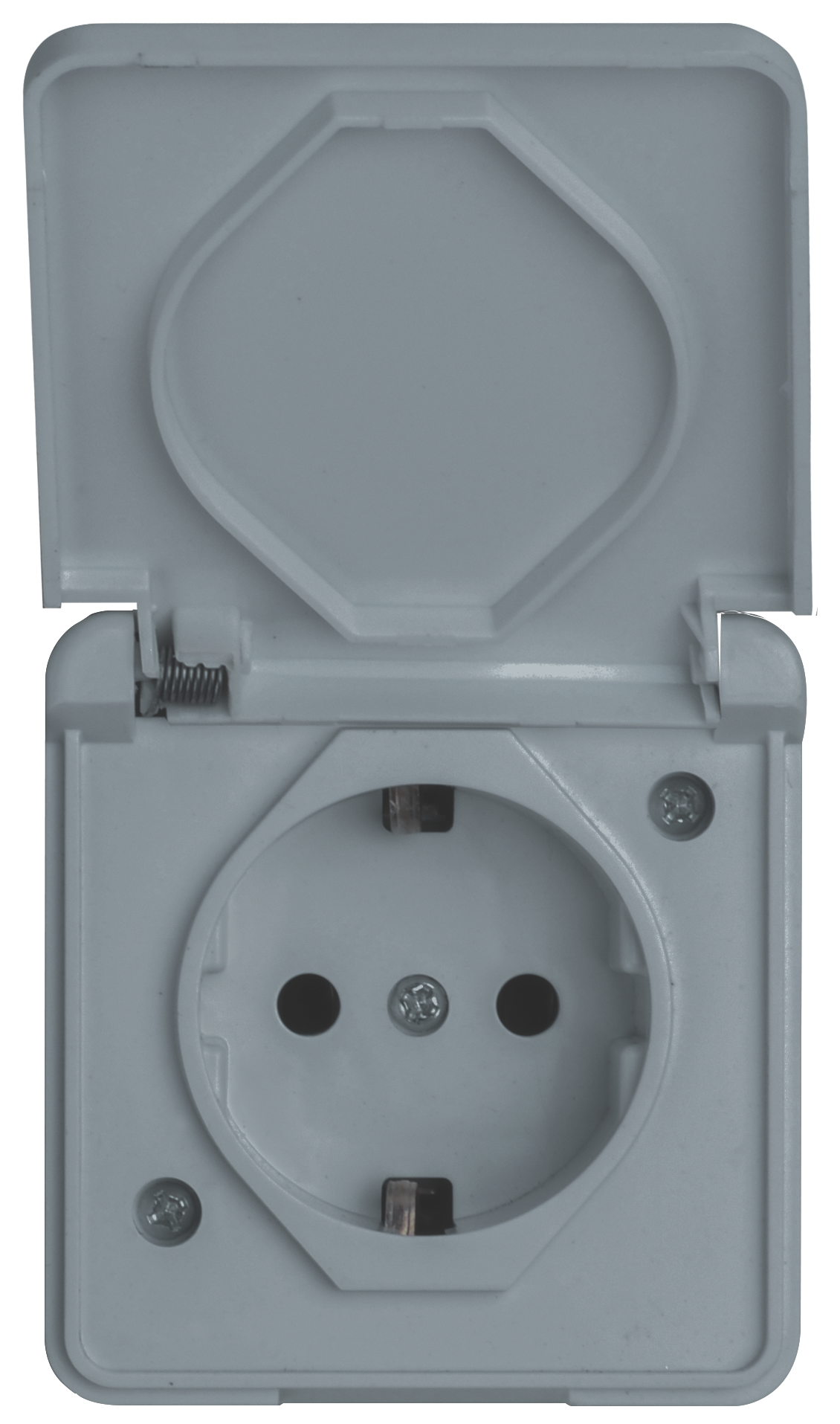 Розетка з/з, 16А, MARSO "Aqua", IP 44, з кришкою, сіра