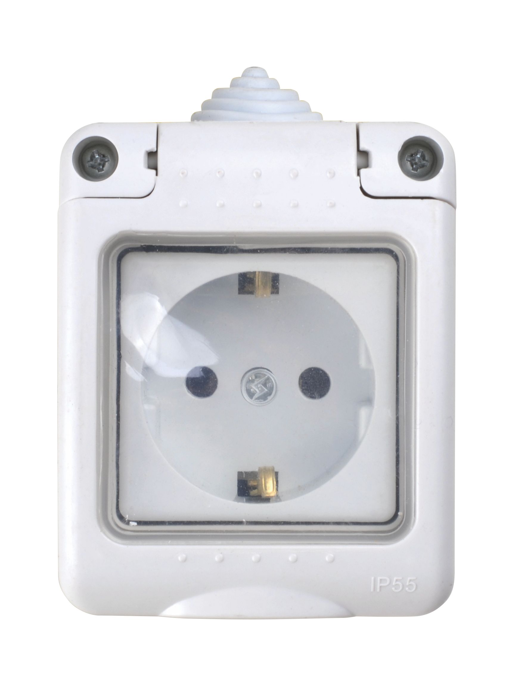 Розетка з/з, 16А, MARSO "Aqua", IP 55, з кришкою, біла