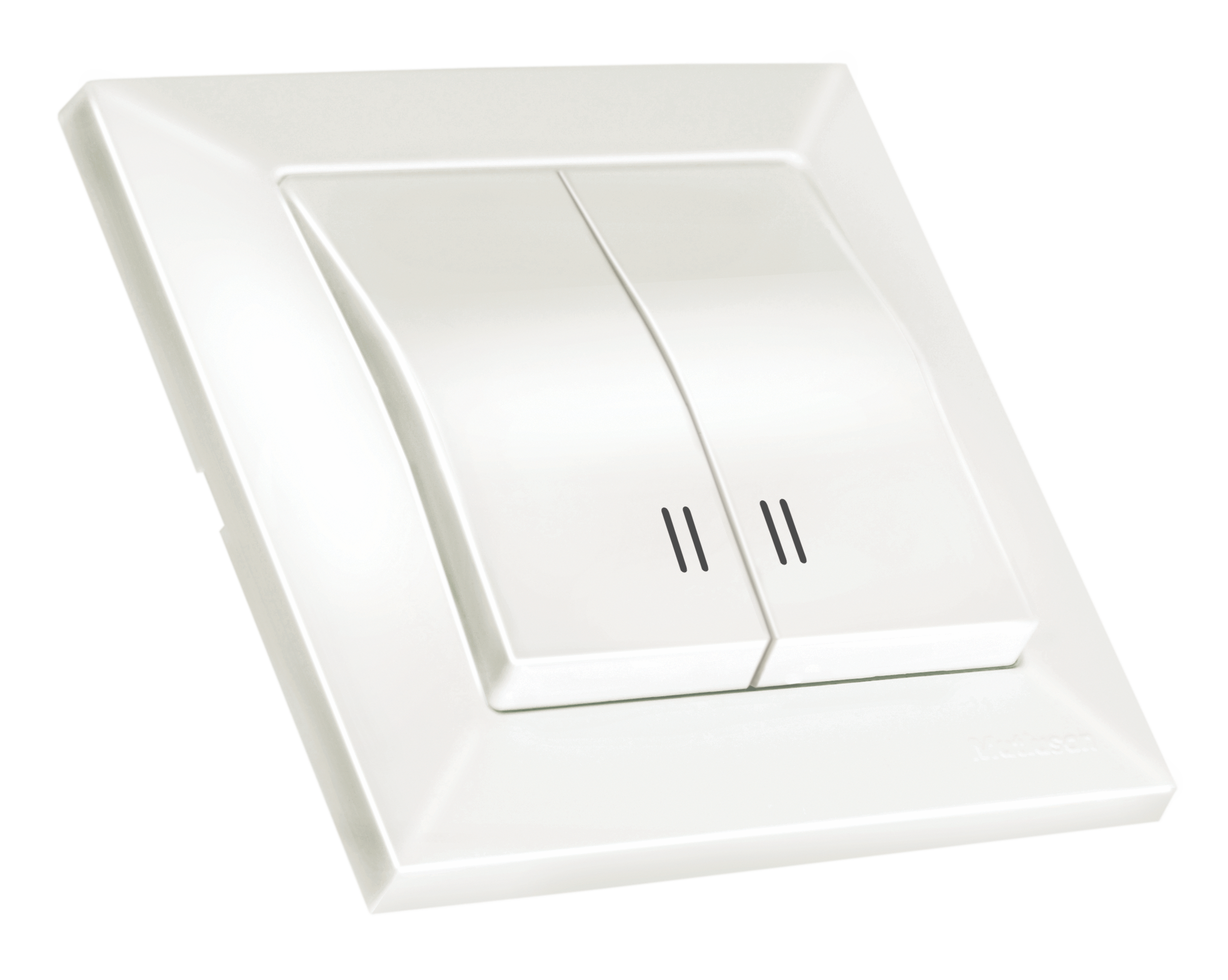 Вимикач 2 кл, 10А, з світловим індикатором, CANDELA, Mutlusan, білий, (2125 026 0101)