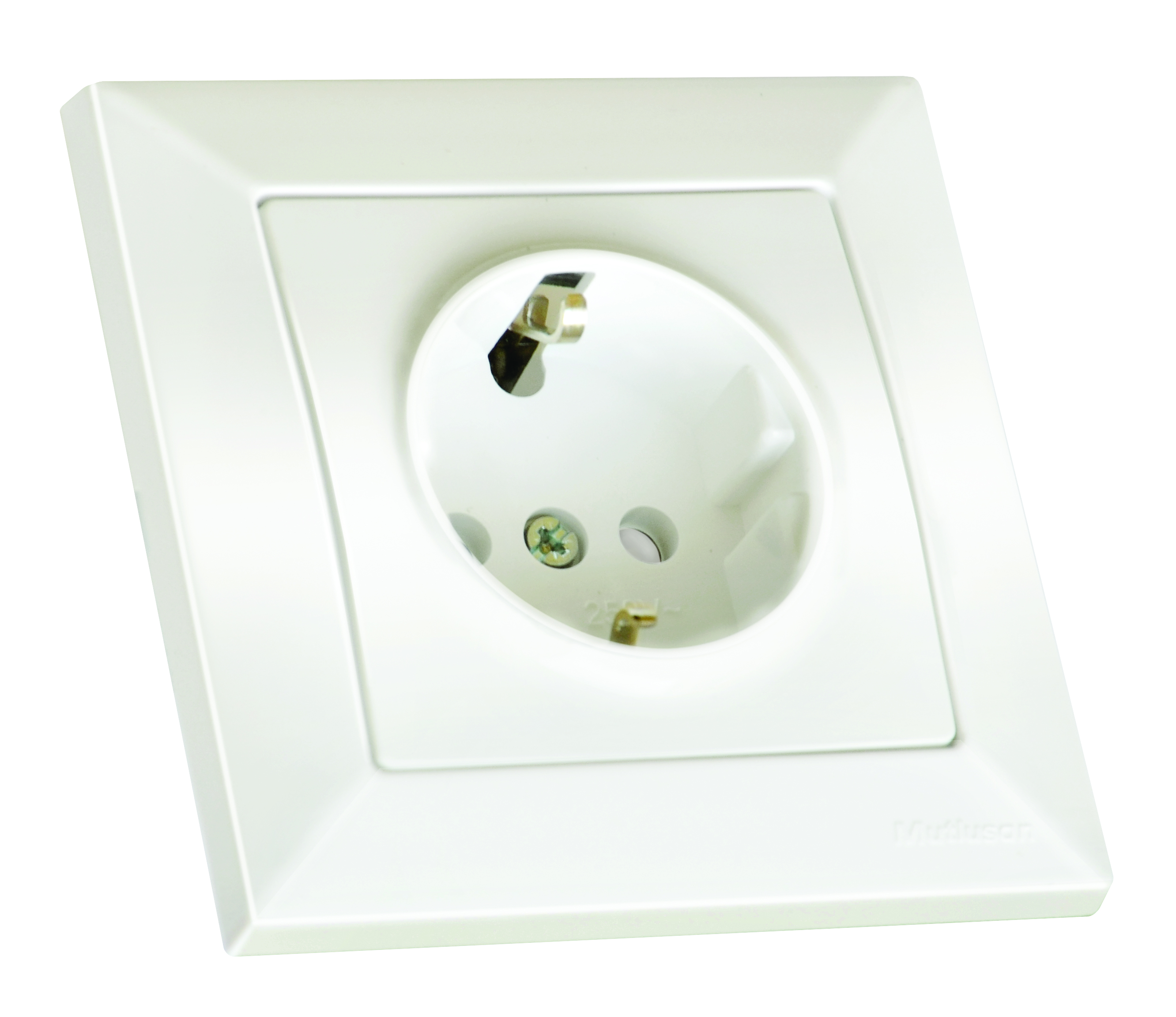 Розетка з/з, зі шторками, 16А, CANDELA, Mutlusan, білий (2125 105 0201)