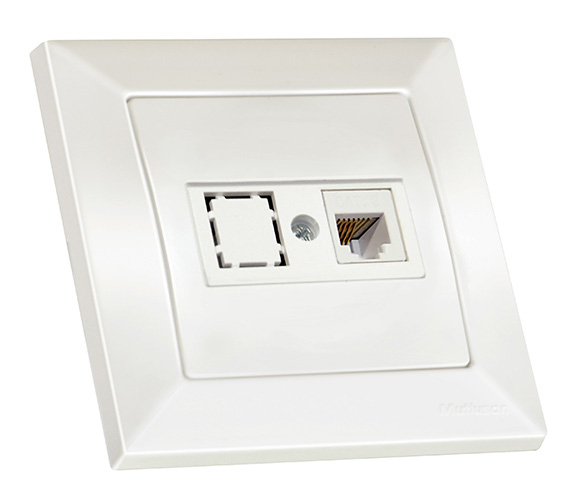 Розетка 1гн телефонна, CANDELA, Mutlusan, білий, (2125 125 0101)