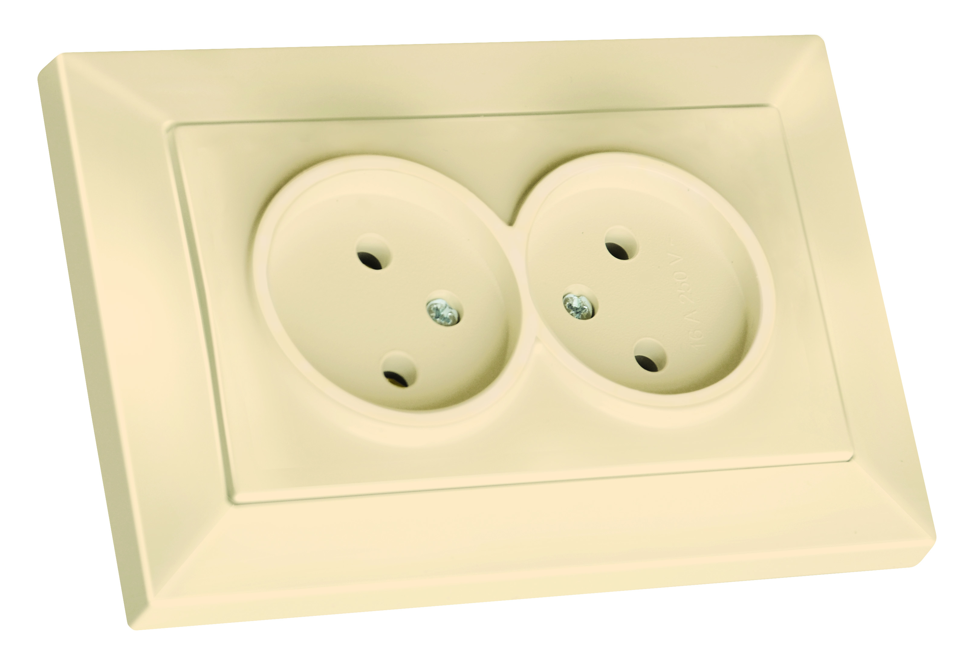 Розетка подвійна, б/з, в 1 коробку, 16А, CANDELA, Mutlusan, крем, (2125 203 0202)