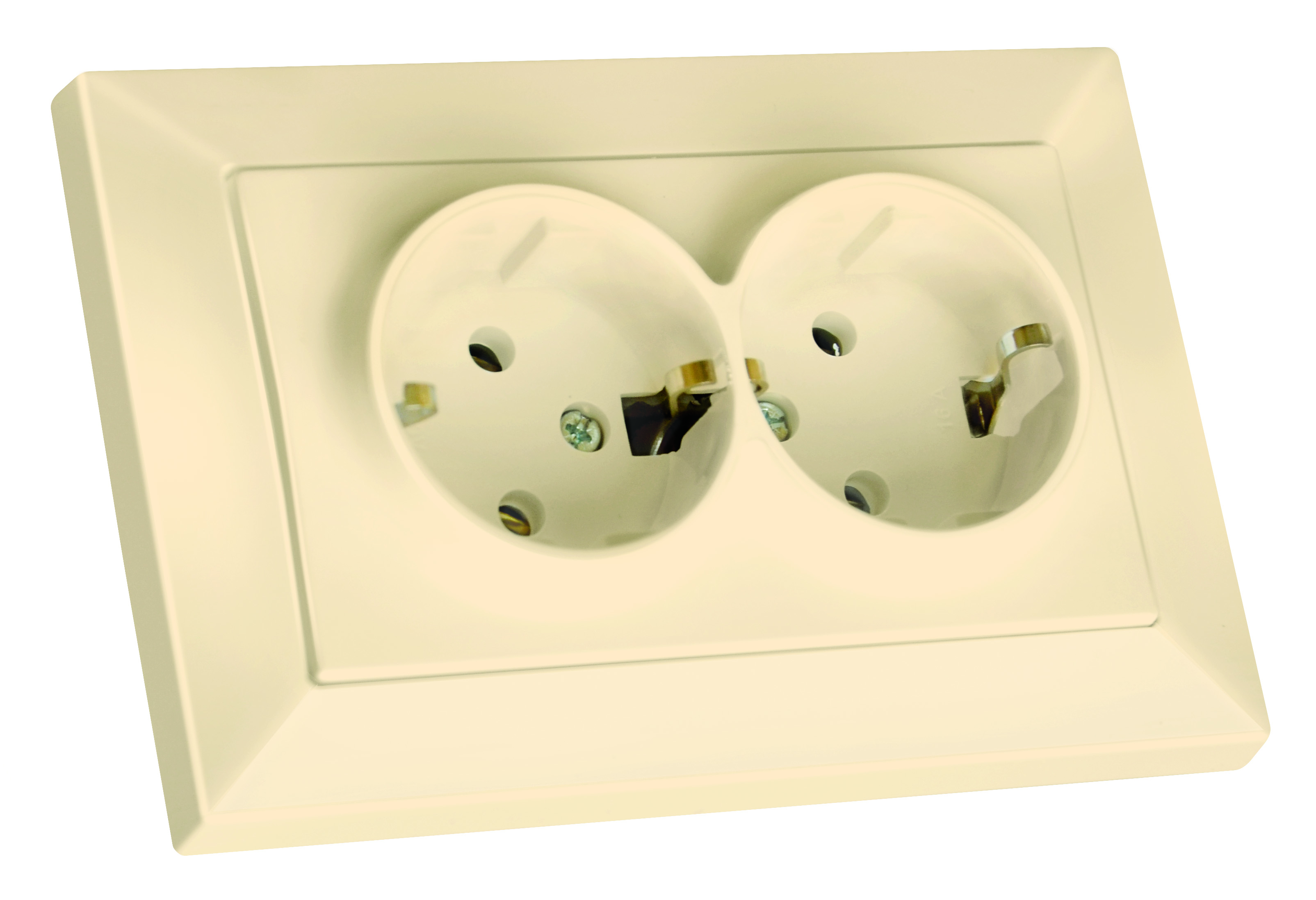 Розетка подвійна, з/з, в 1 коробку, 16А, CANDELA, Mutlusan, крем, (2125 202 0202)