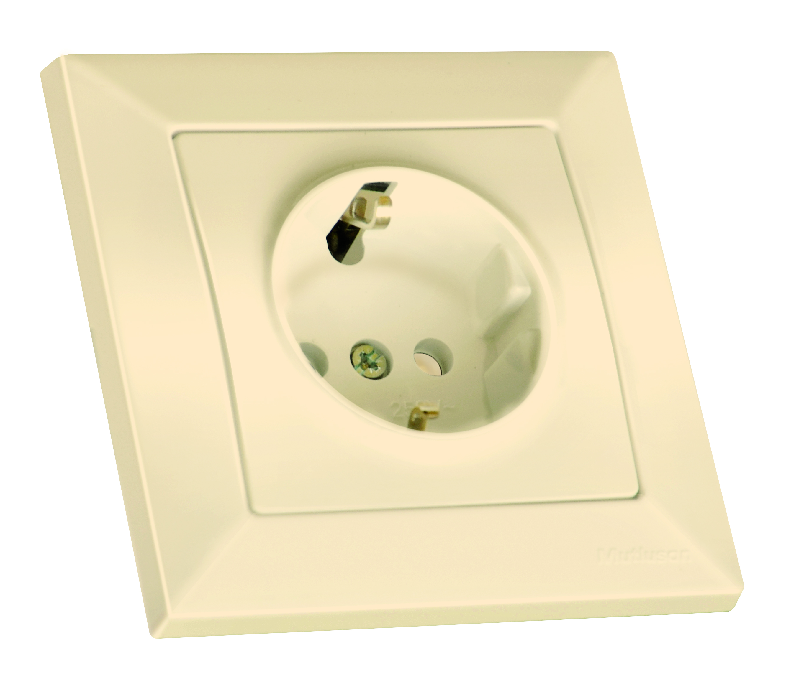 Розетка з/з, зі шторками, 16А, CANDELA, Mutlusan, крем (2125 105 0202)