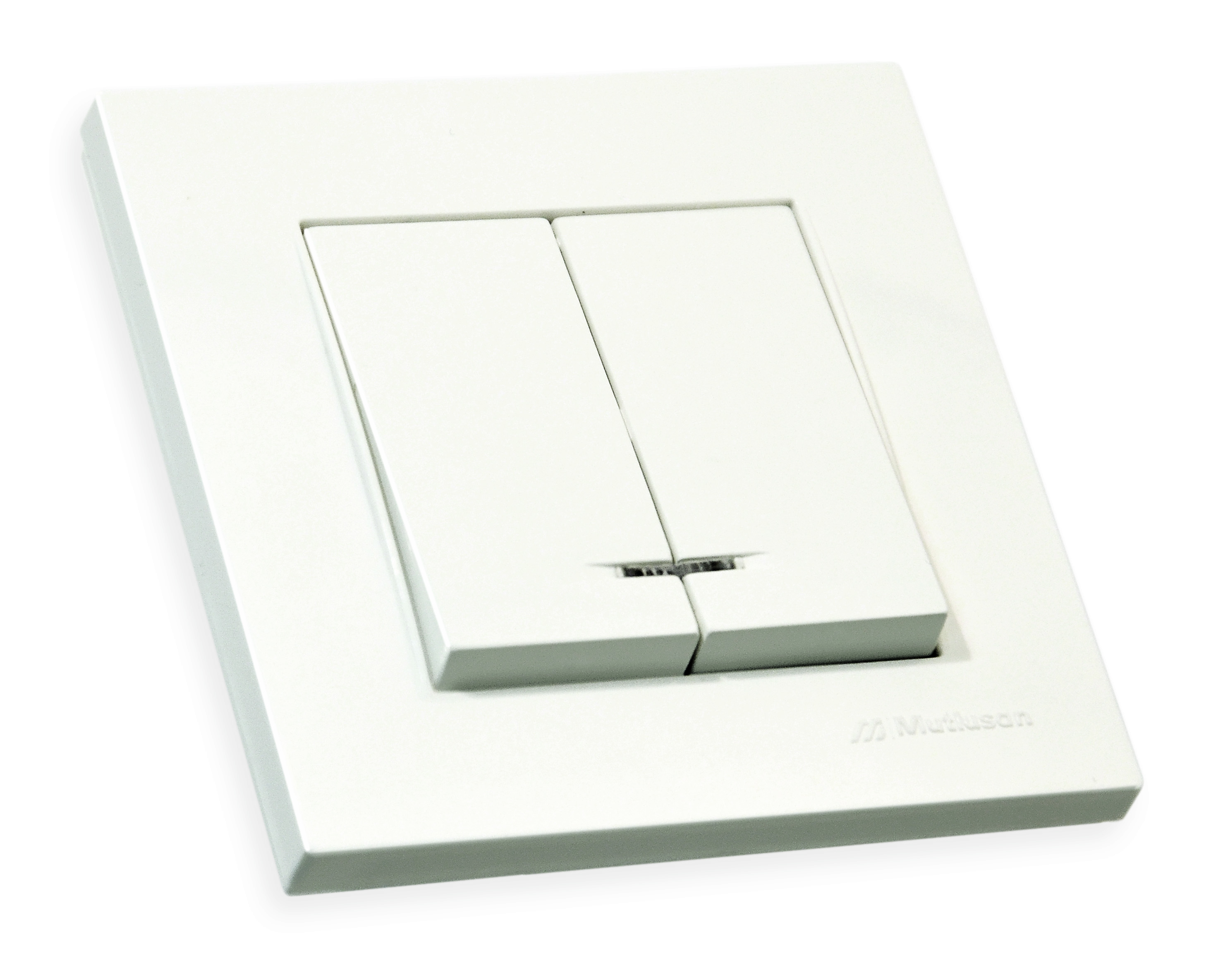 Вимикач 2 кл, 10А, з світловим індикатором, RITA, Mutlusan, білий, (2220 426 0201)