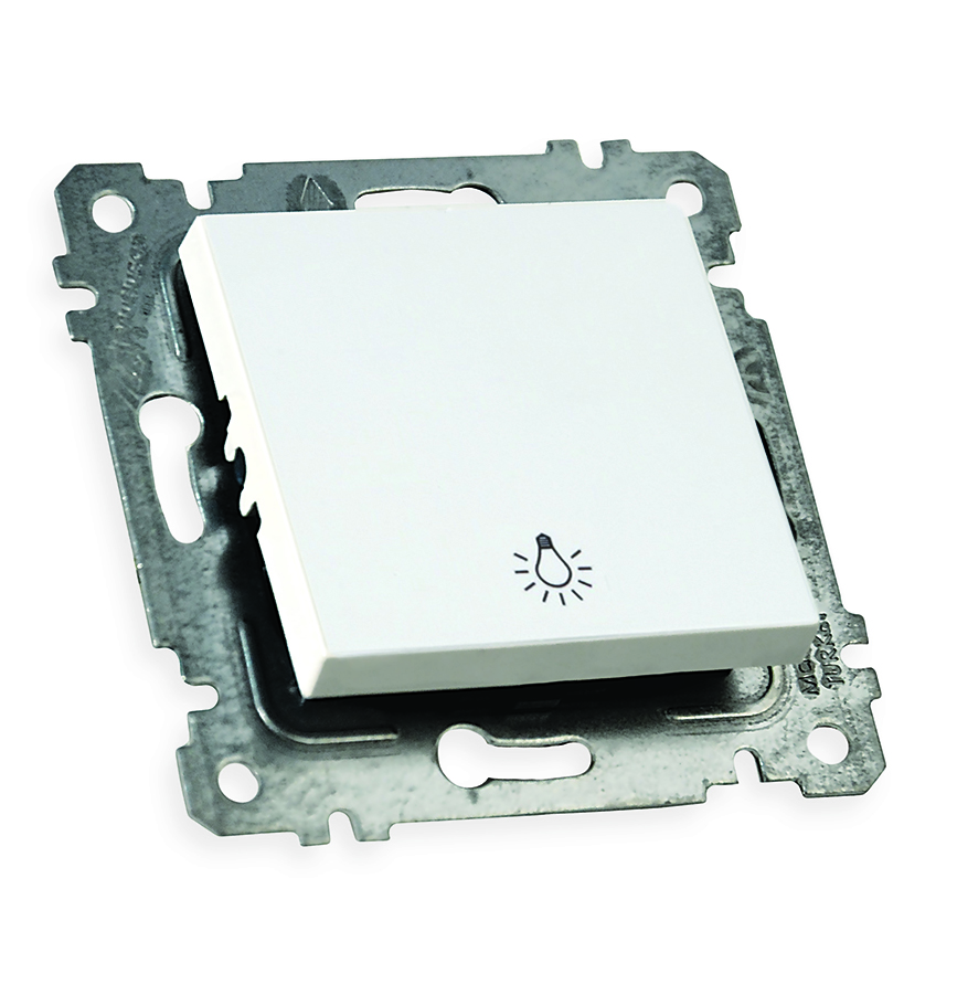 Механізм вимикача кнопкового, 10А, RITA, Mutlusan, білий, гв.мех.(2200 407 0201)