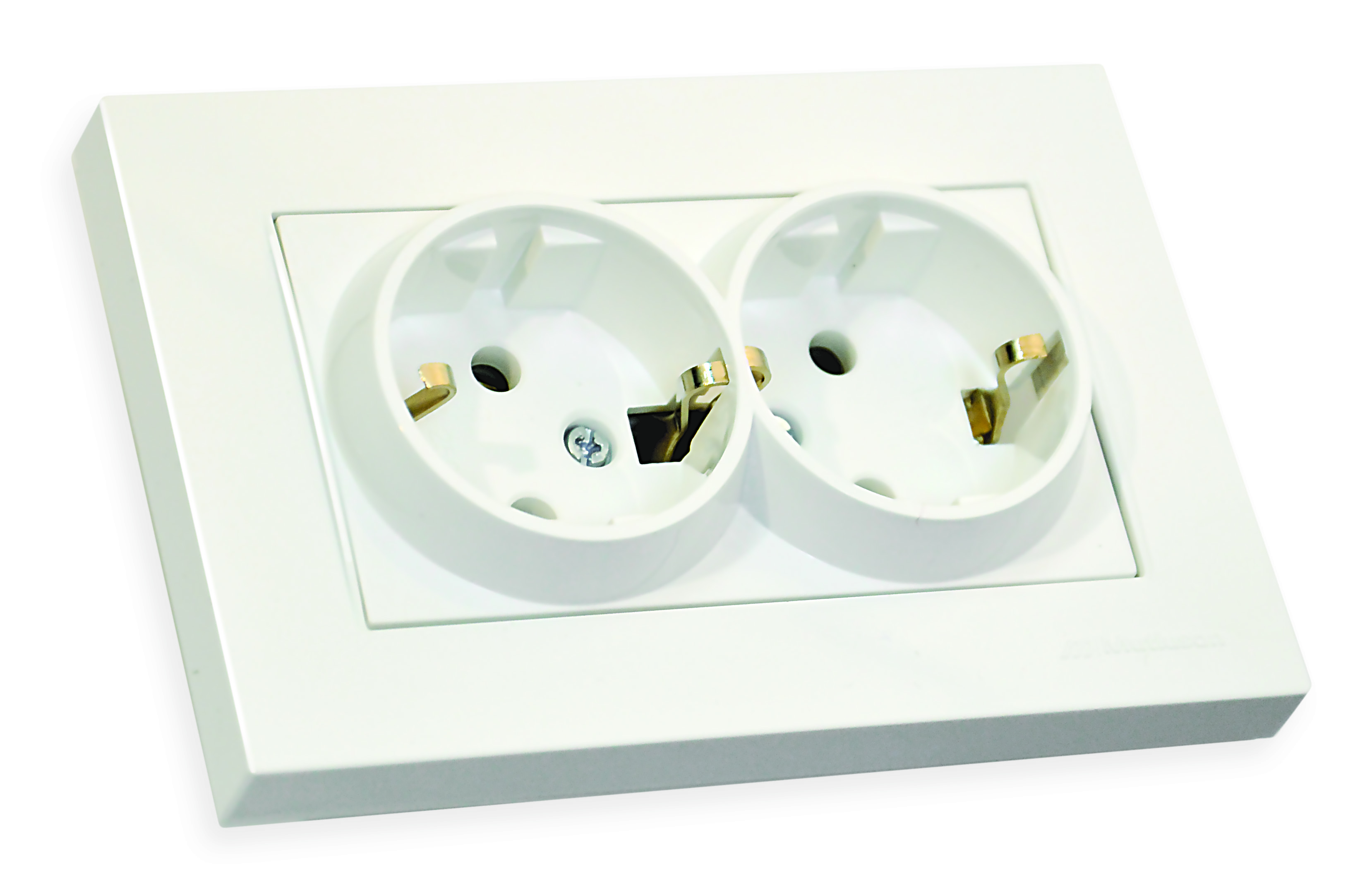 Розетка подвійна, з/з, в 1 коробку, 16А, RITA, Mutlusan, білий, (2220 202 0201)