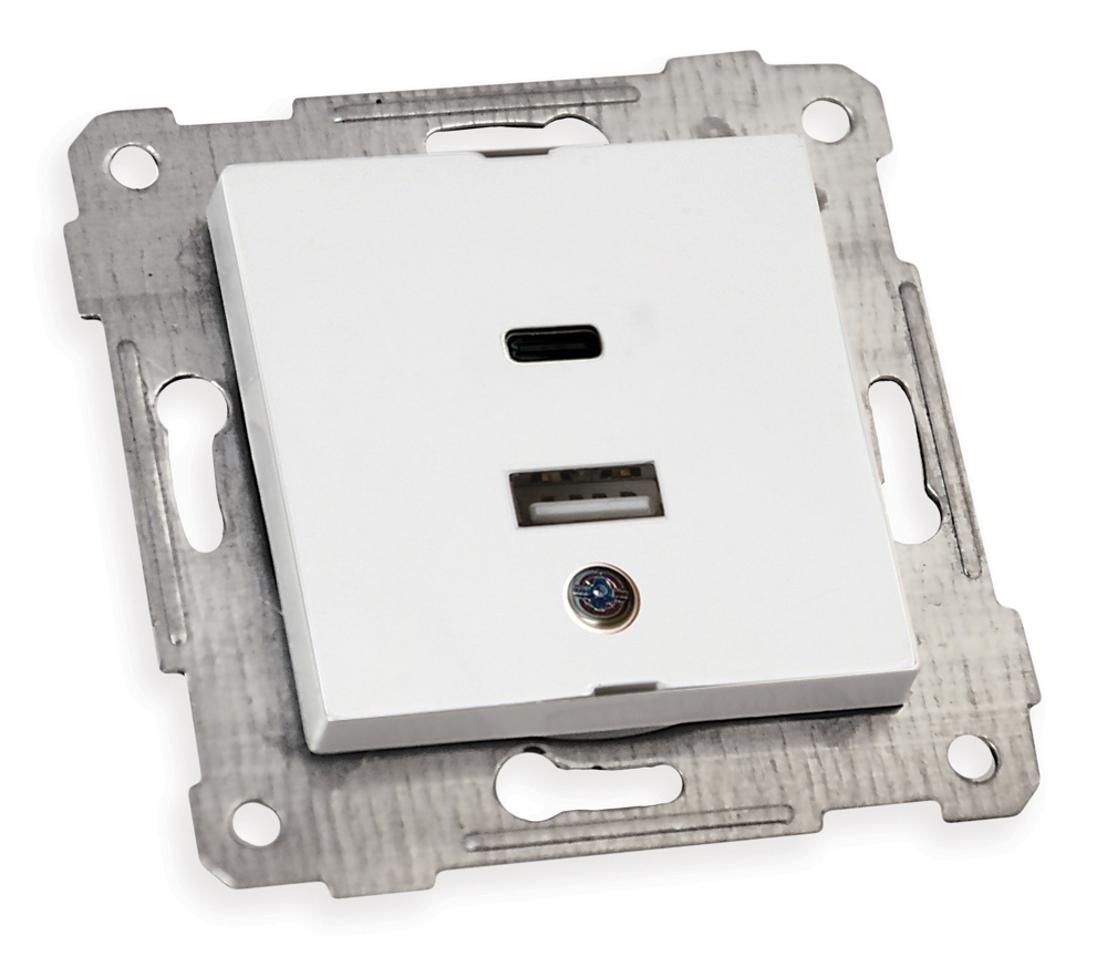 Механізм розетки USB+TYPE-C горизонтальної, RITA, Mutlusan, "білий", (2200 469 0101)