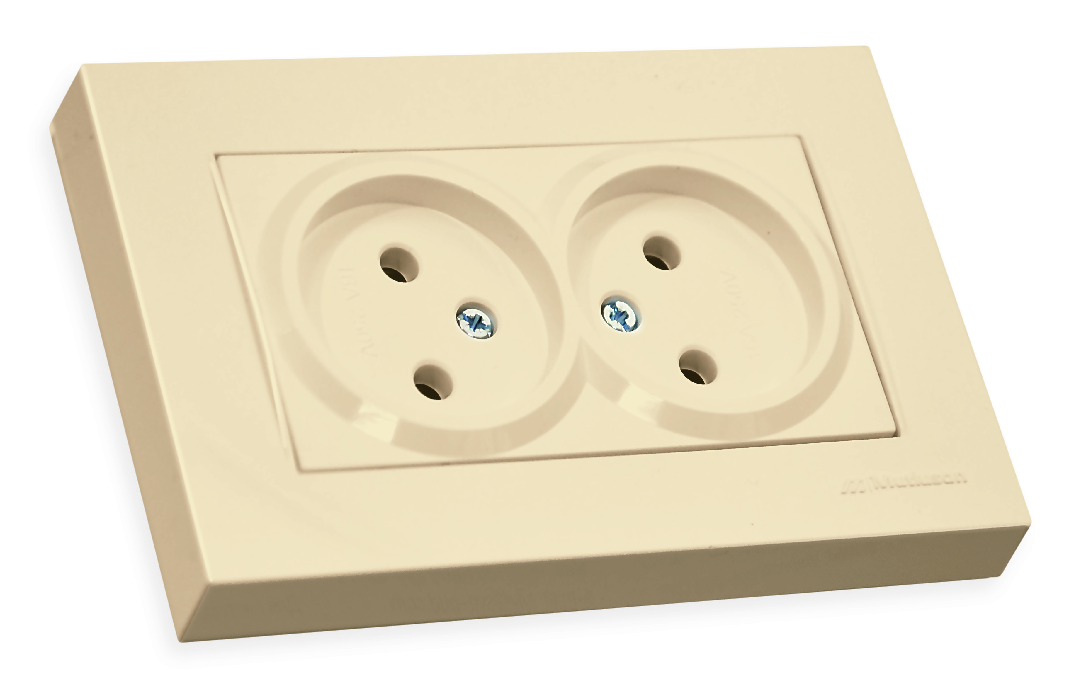 Розетка подвійна, б/з, в 1 коробку, 16А, RITA, Mutlusan, крем, (2220 203 0202)