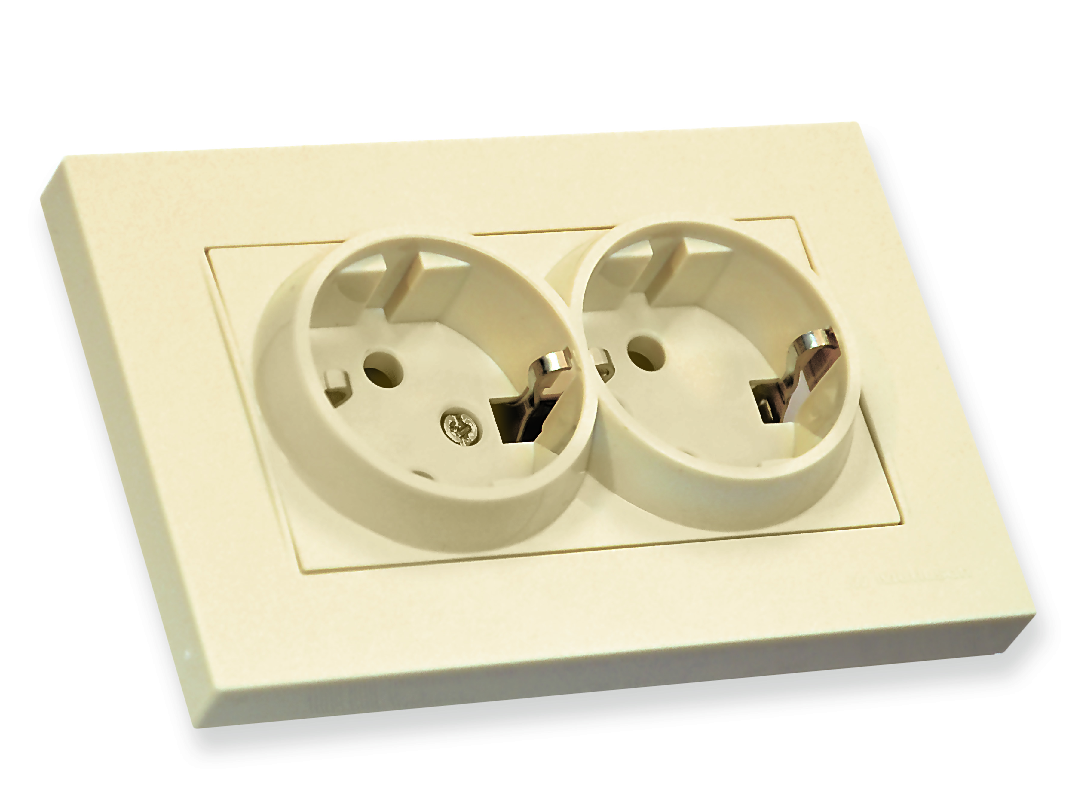 Розетка подвійна, з/з, в 1 коробку, 16А, RITA, Mutlusan, крем, (2220 202 0202)