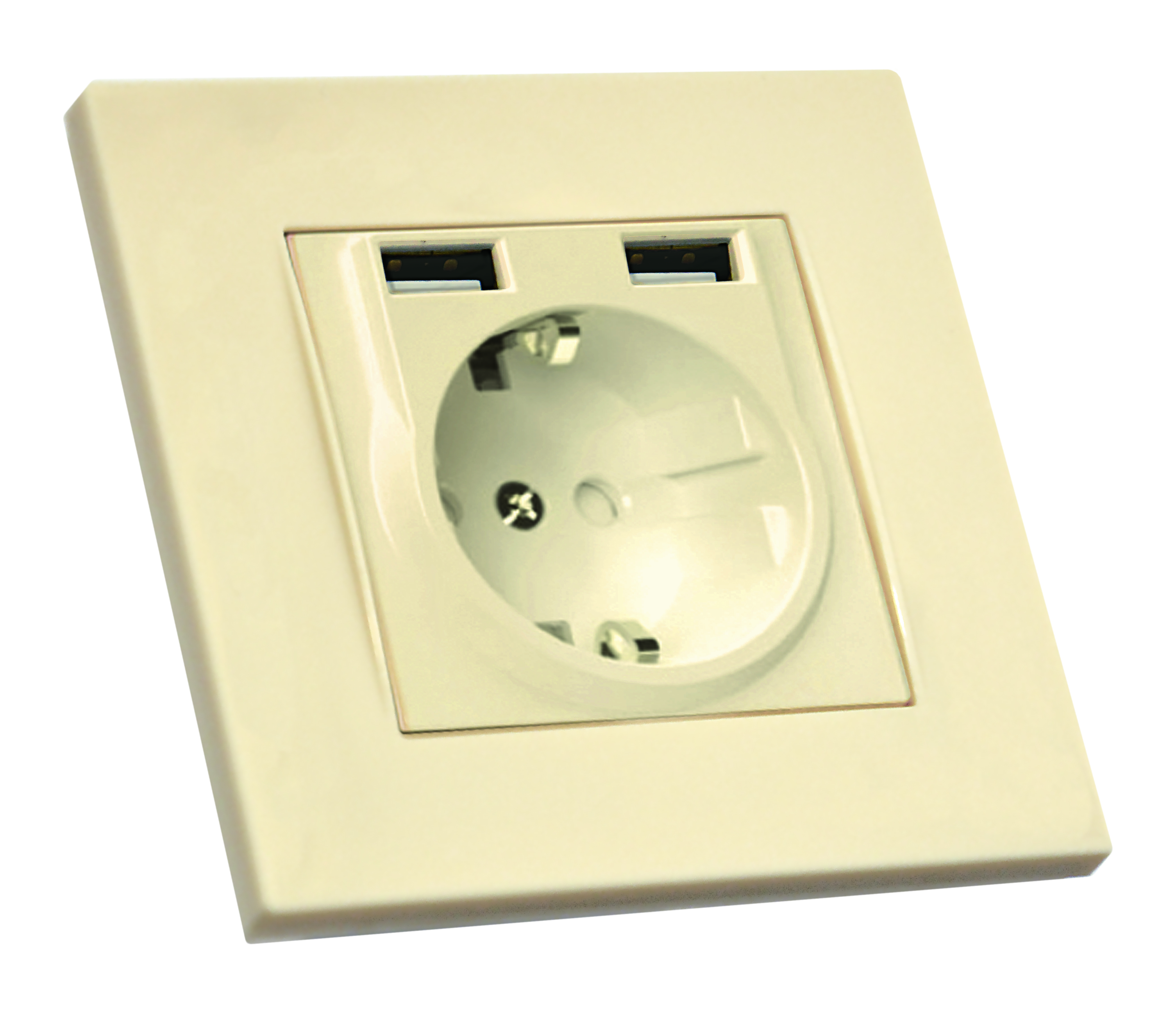 Розетка з/з, 16А, та 2гн USB, 2,4А, зі шторками, RITA, Mutlusan, крем, (2220 619 0202)