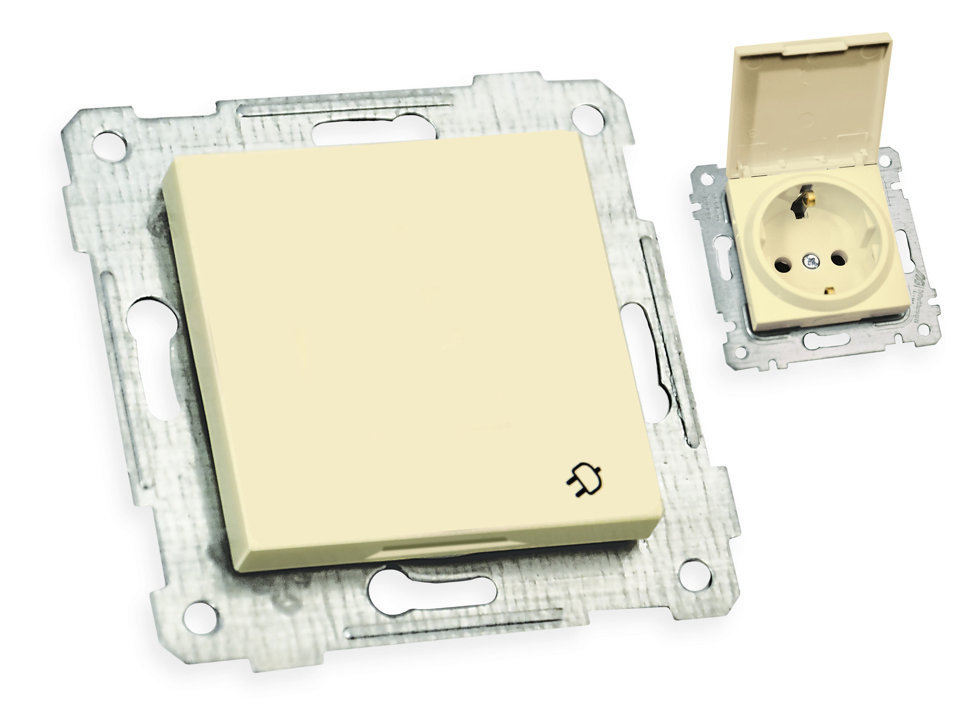 Механізм розетки з/з, 16А, бризкозахищеної, з кришкою, RITA, Mutlusan, крем, (2200 610 0202)