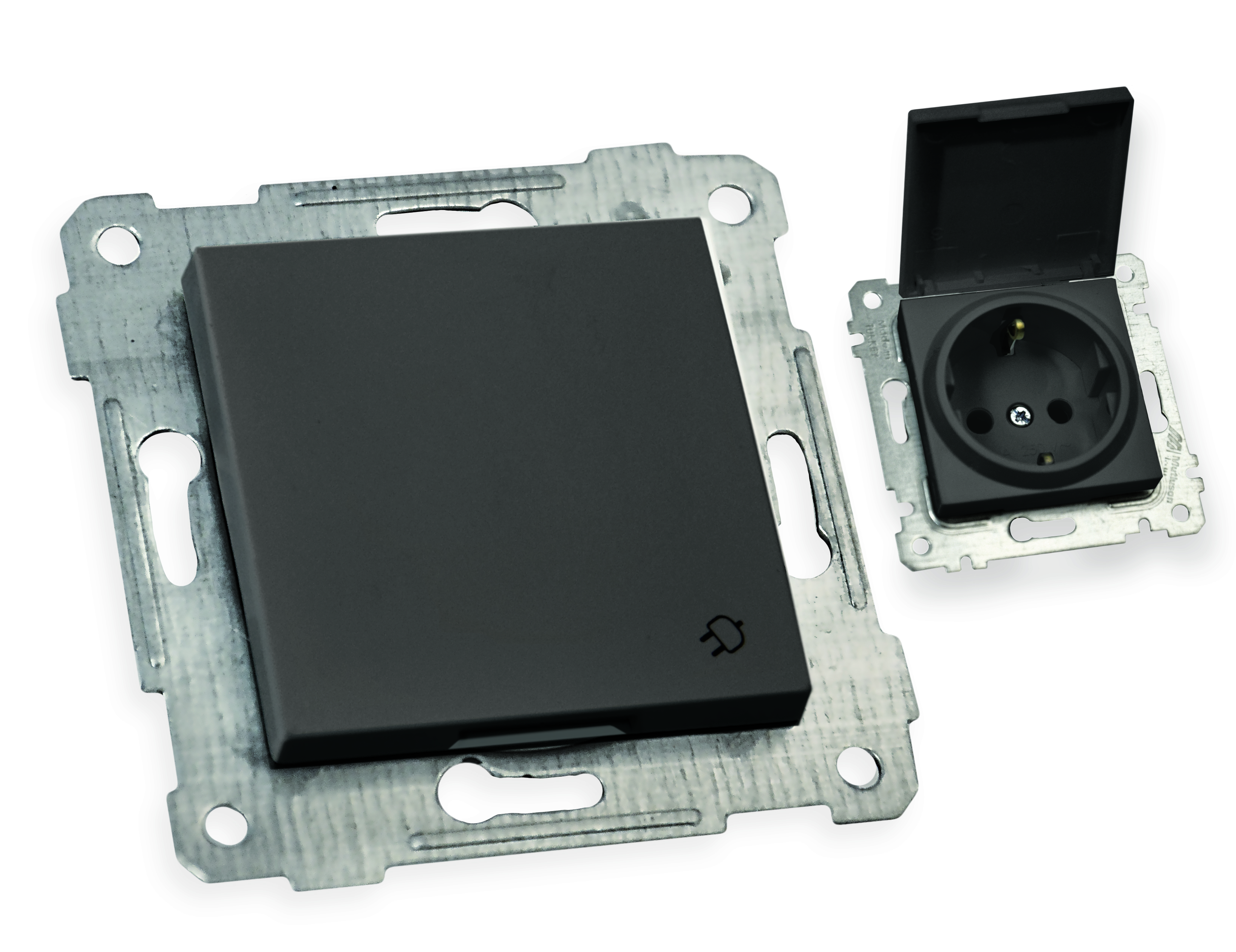 Механізм розетки з/з, 16А, бризкозахищеної, з кришкою, RITA, Mutlusan, чорний, (2200 610 0284)