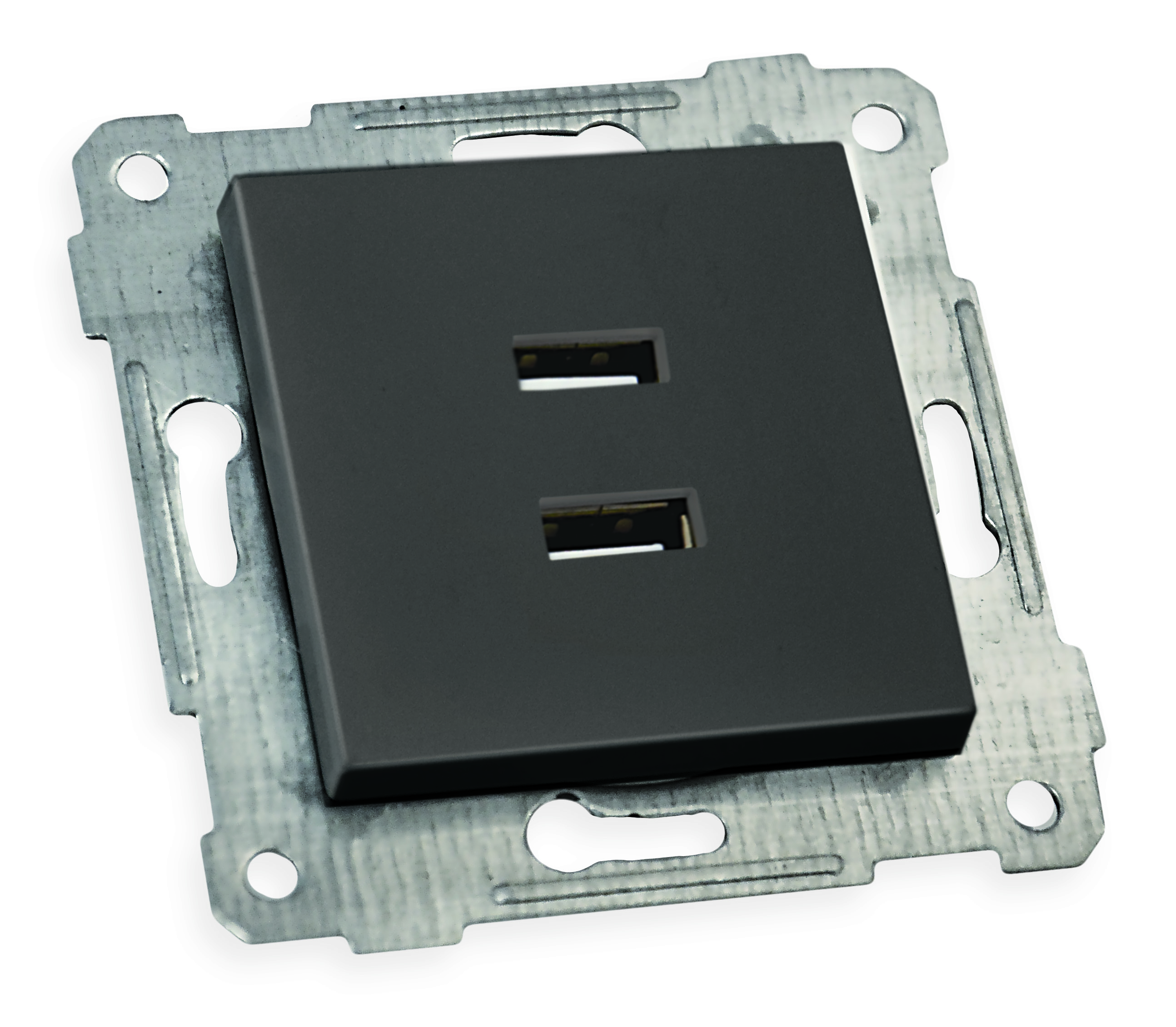 Механізм розетки 2гн USB горизонтальної, RITA, Mutlusan, чорний, (2200 449 0184)