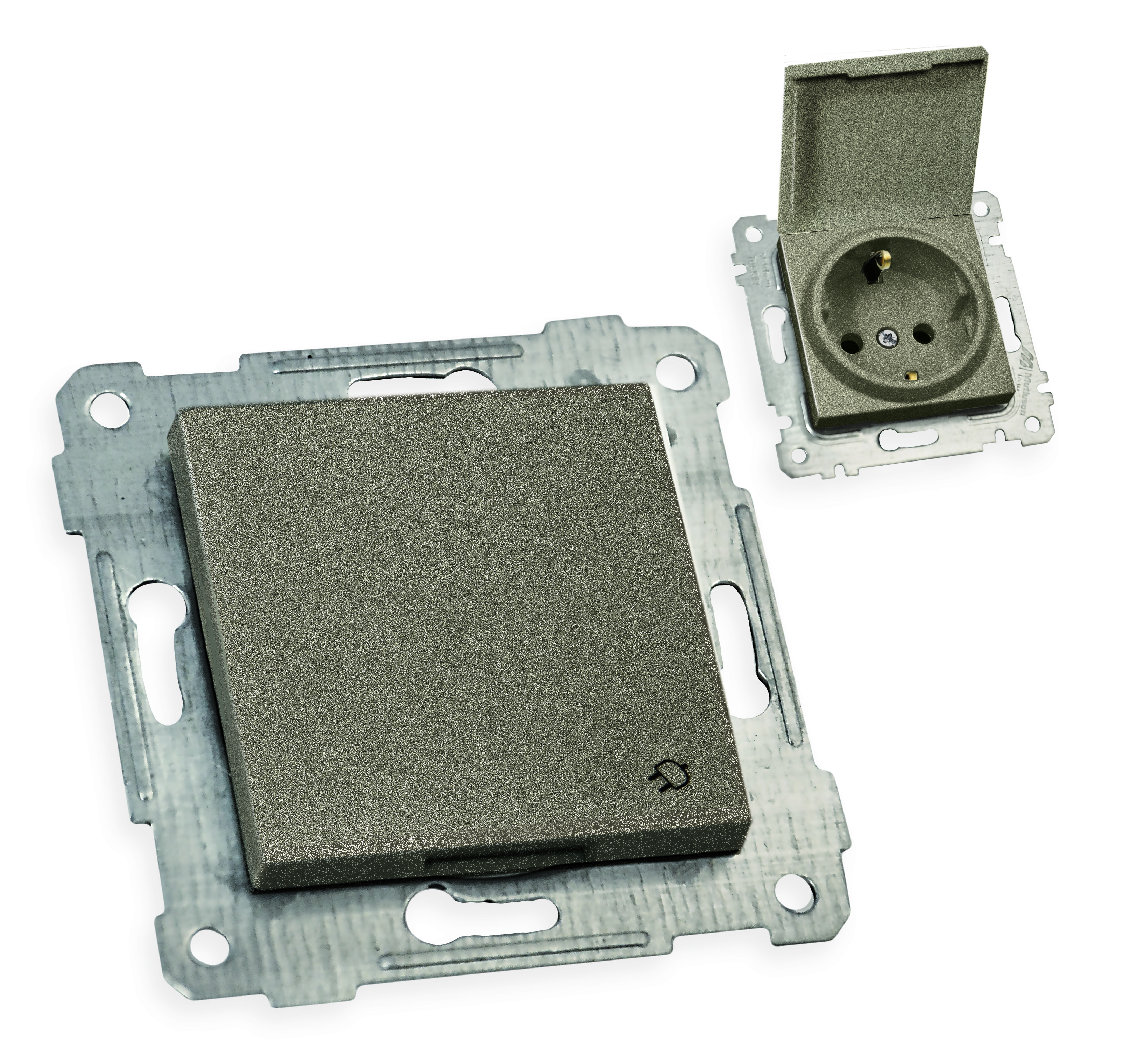 Механізм розетки з/з, 16А, бризкозахищеної, з кришкою, RITA, Mutlusan, "графіт", (2200 610 0295)