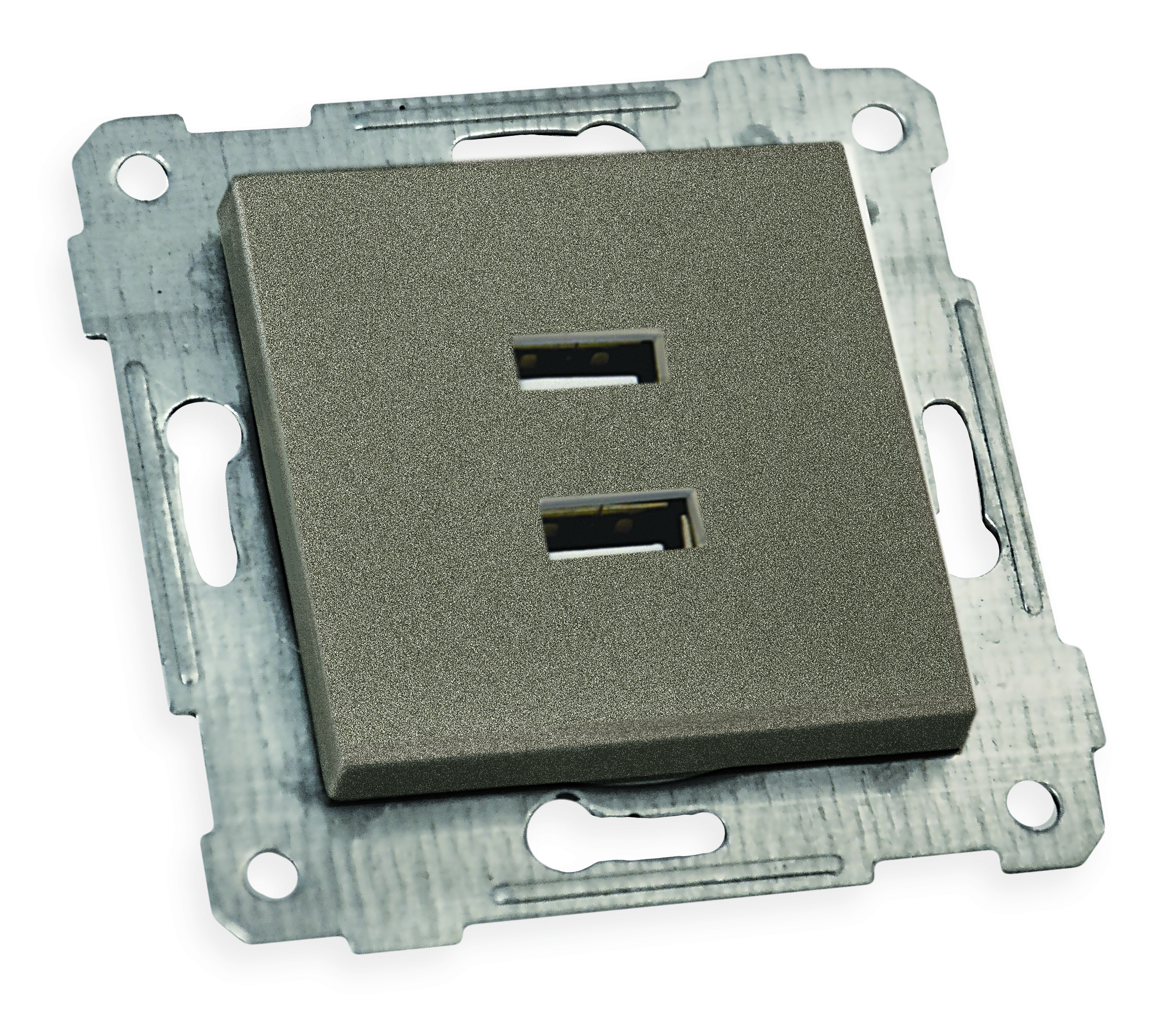 Механізм розетки 2гн USB горизонтальної, RITA, Mutlusan, "графіт", (2200 449 0195)