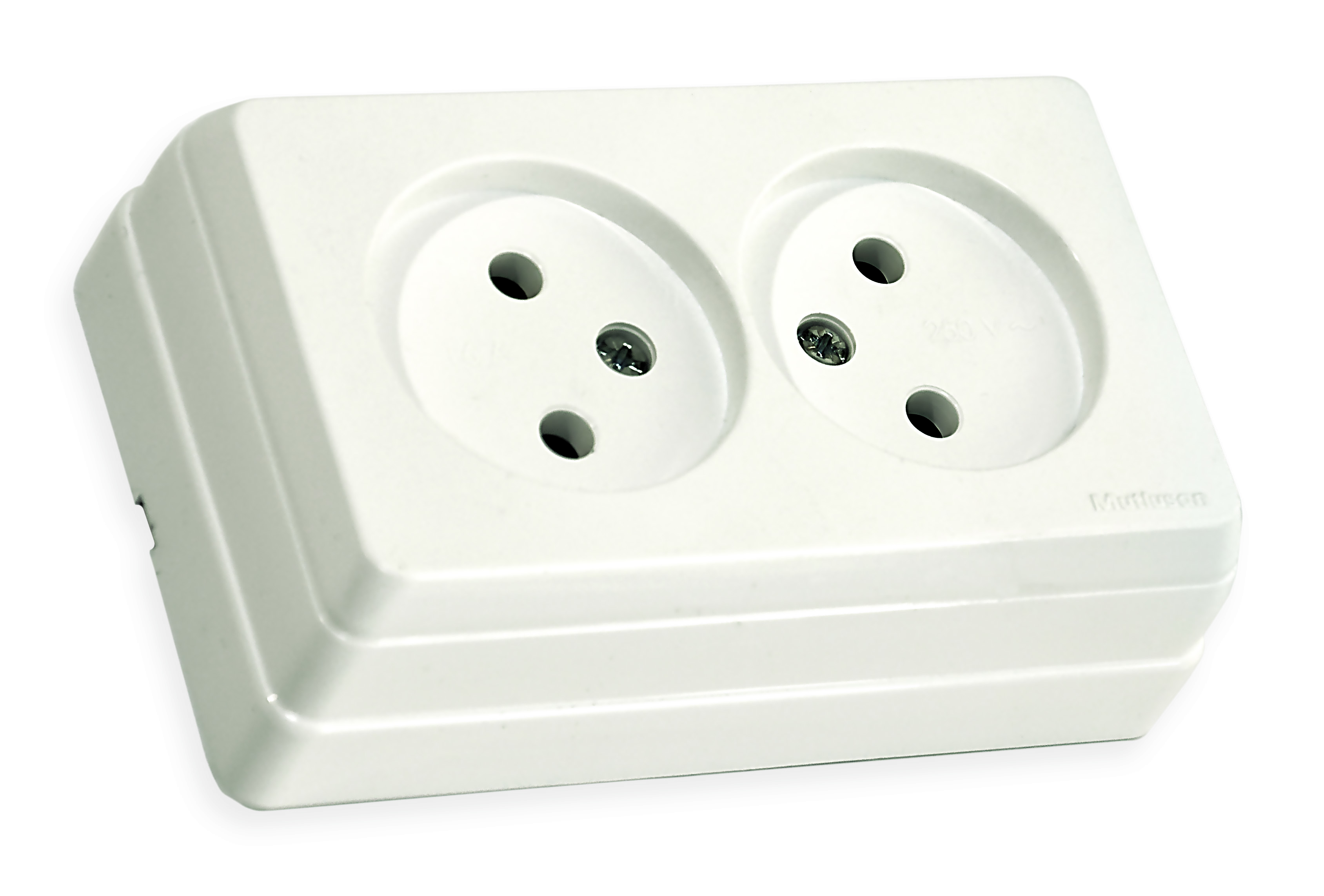 Розетка подвійна, б/з, 16А, BRON, Mutlusan, білий, (2160 203 0201)