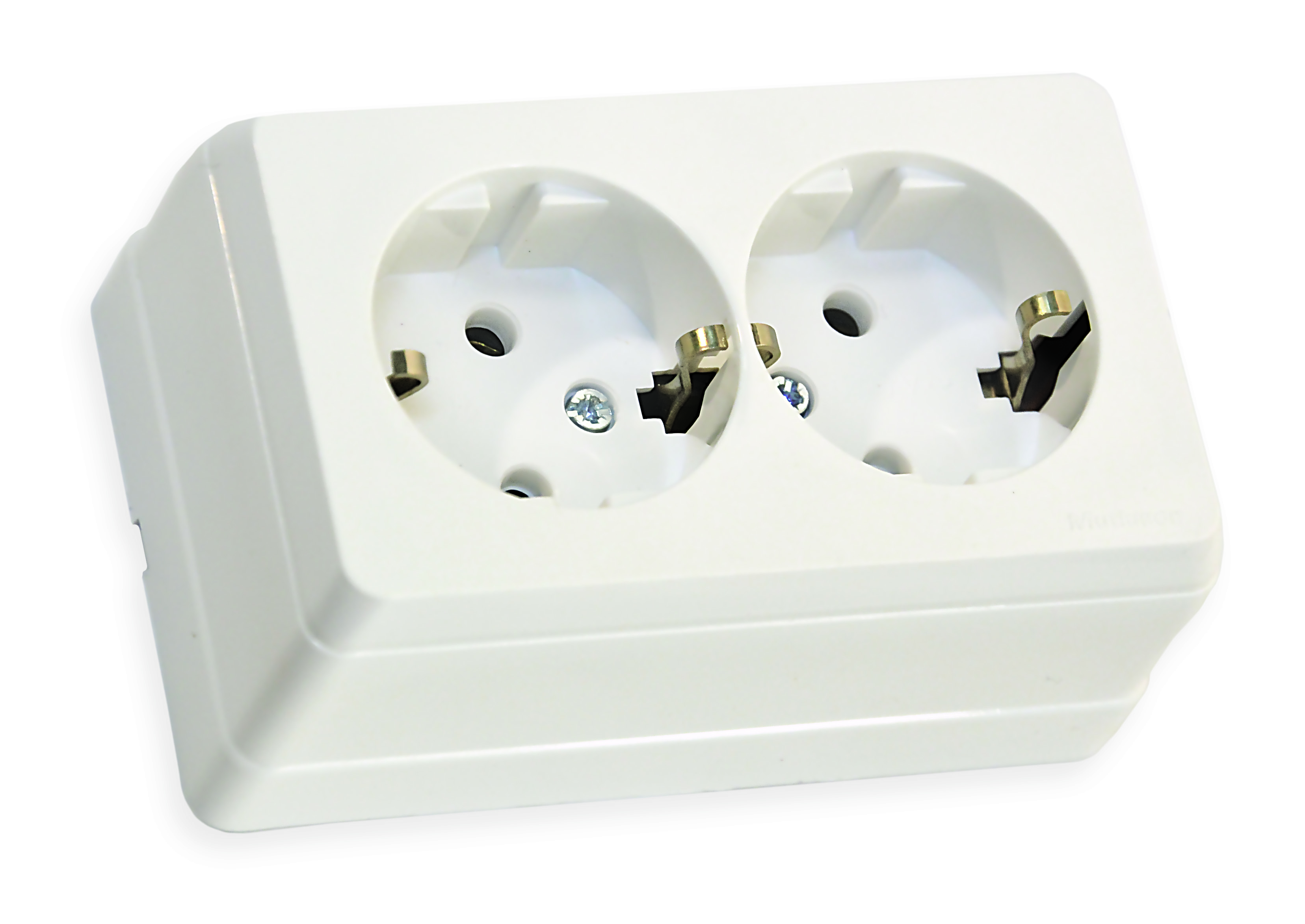 Розетка подвійна, з/з, 16А, BRON, Mutlusan, білий, (2160 202 0201)