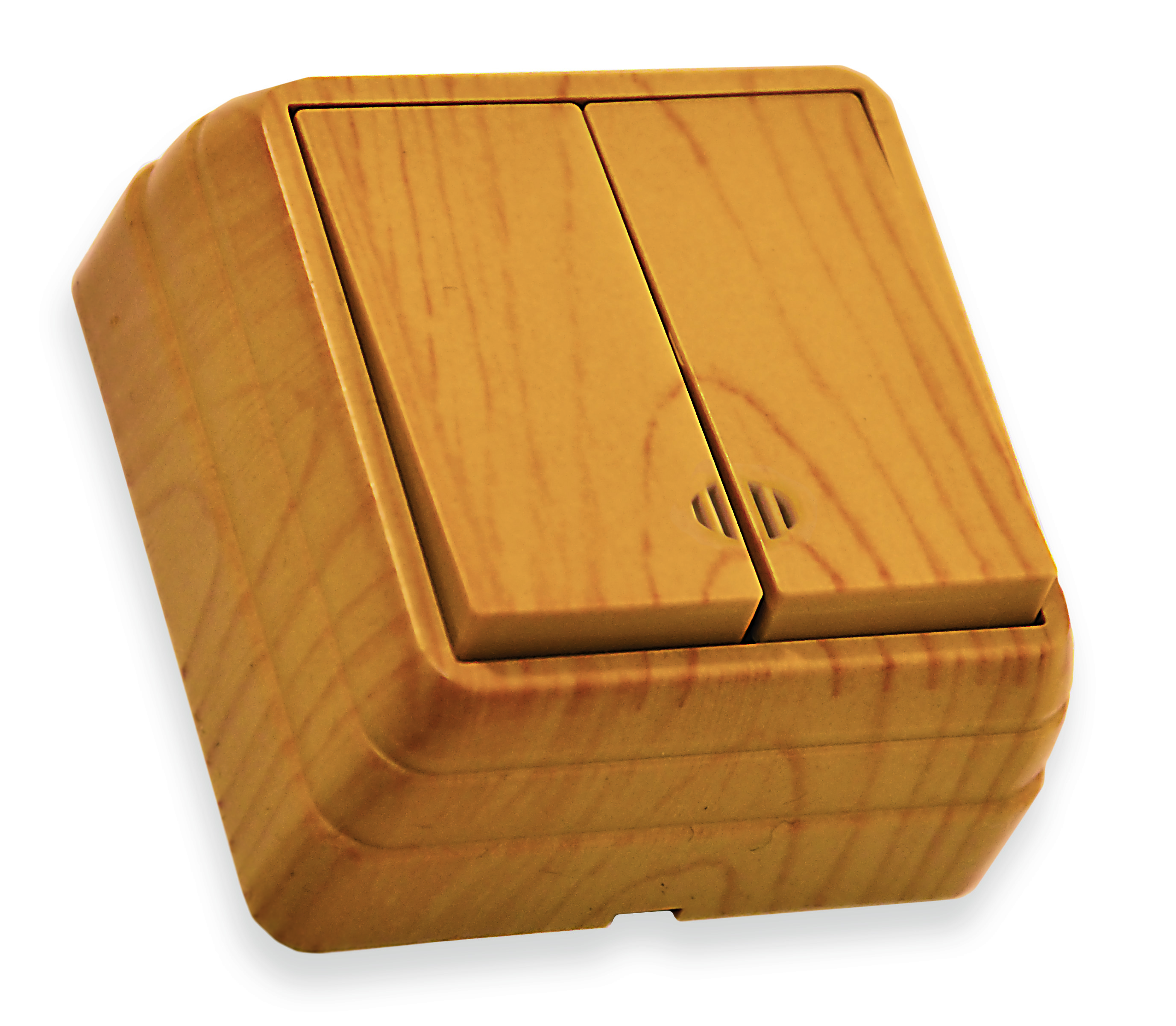 Вимикач 2 кл, 10А, з світловим індикатором, BRON, Mutlusan, "дуб", (2160 326 0258)