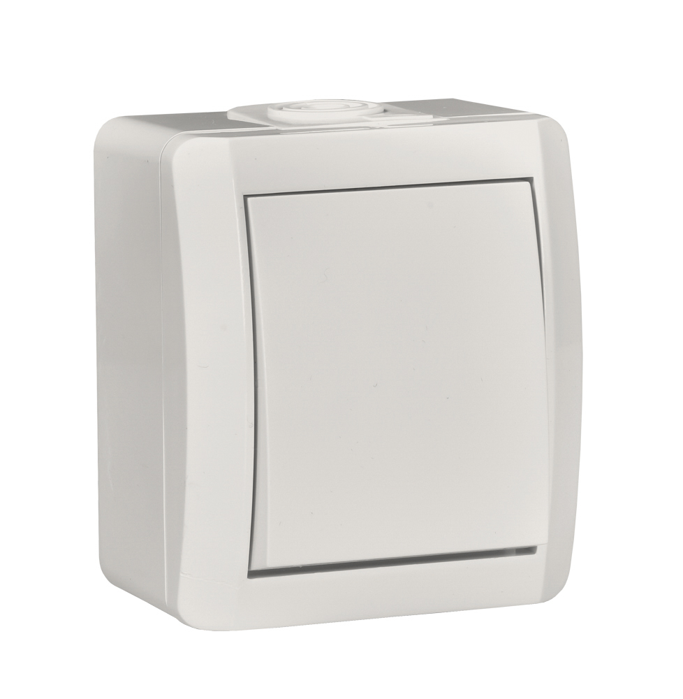 Вимикач накладний 1 кл, 10А, NORA, Mutlusan, білий, IP54 (2155 001 0201)