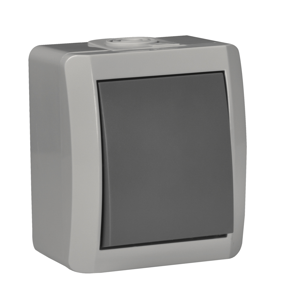 Вимикач накладний 1 кл, 10А, NORA, Mutlusan, сірий, IP54 (2155 001 0203)