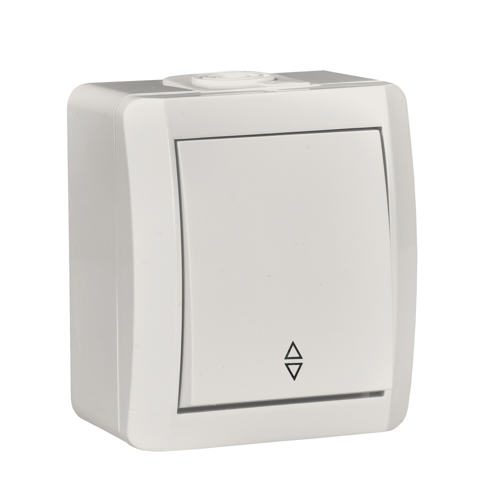 Вимикач накладний 1 кл, прохідний, 10А, NORA, Mutlusan, білий, IP54 (2155 003 0201)