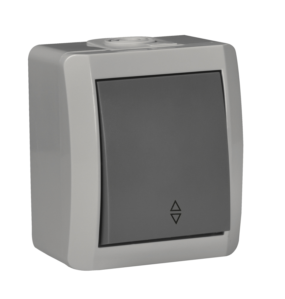 Вимикач накладний 1 кл, прохідний, 10А, NORA, Mutlusan, сірий, IP54 (2155 003 0203)