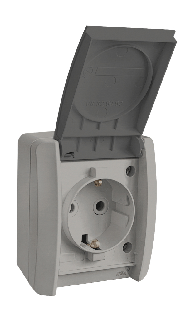 Розетка накладна з/з, 16А, NORA, Mutlusan, сірий, IP54 (2155 180 0203)