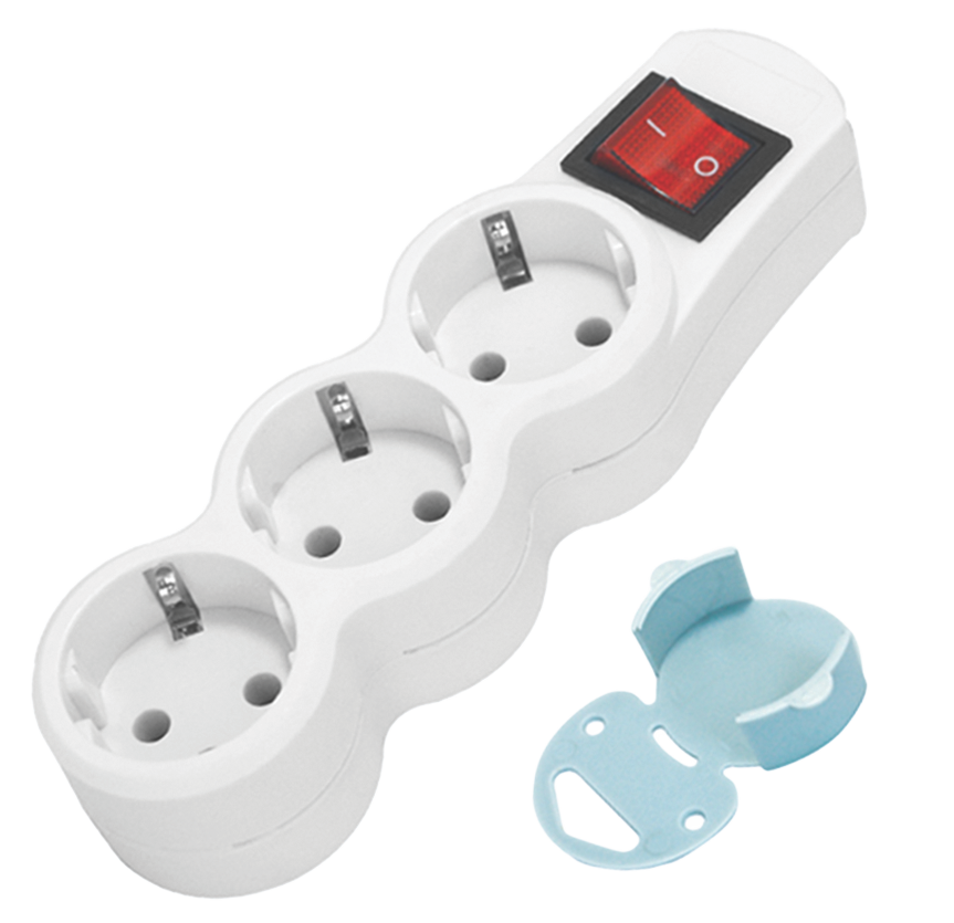 Колодка з/з, 3 гнізда, з вимикачем, 10А, MARSO