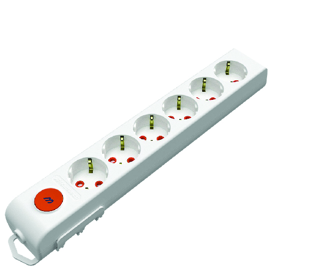 Колодка з/з, 6 гнізд, зі шторками, з вимикачем, 16А, Ri-tech, Mutlusan (001 175 620001 00 00)
