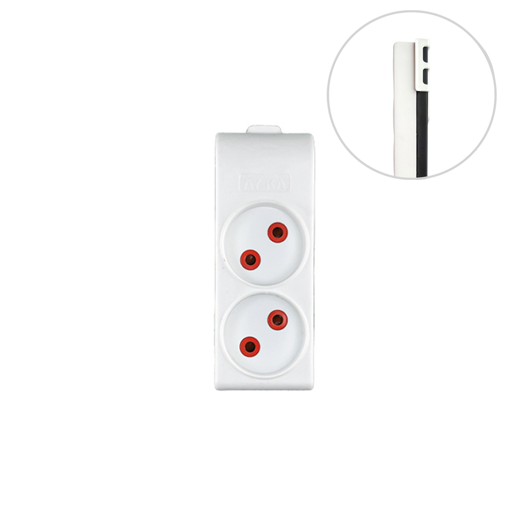 Колодка 2 гнізда, б/з, 16А, біла, AY-KA (22 210 00)