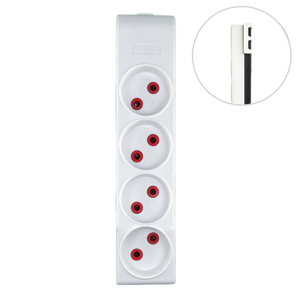 Колодка 4 гнізда, б/з, 16А, біла, AY-KA (22 410 00)