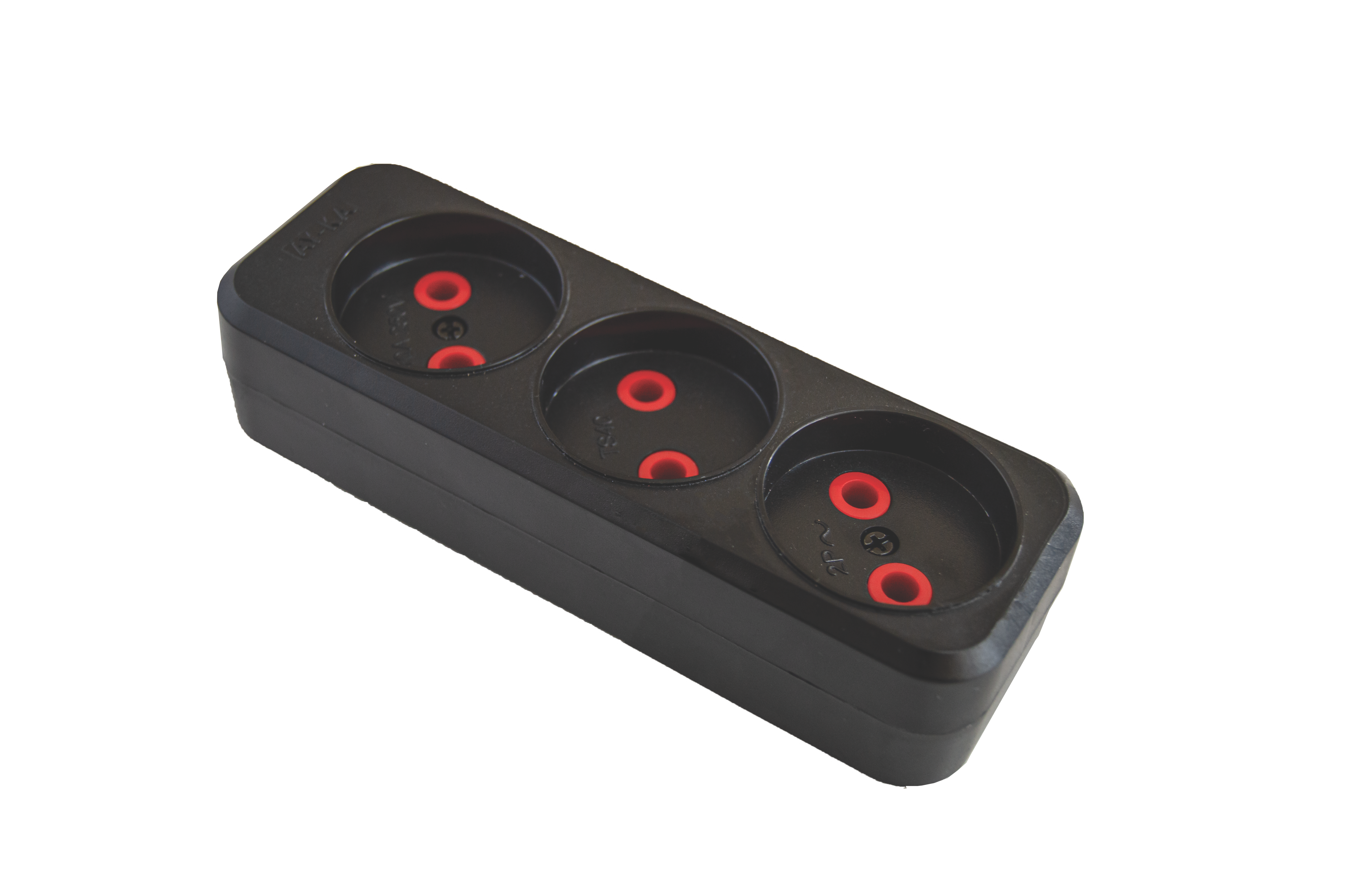 Колодка 3 гнізда б/з, 16А, чорна, AY-KA, (79 310 00)