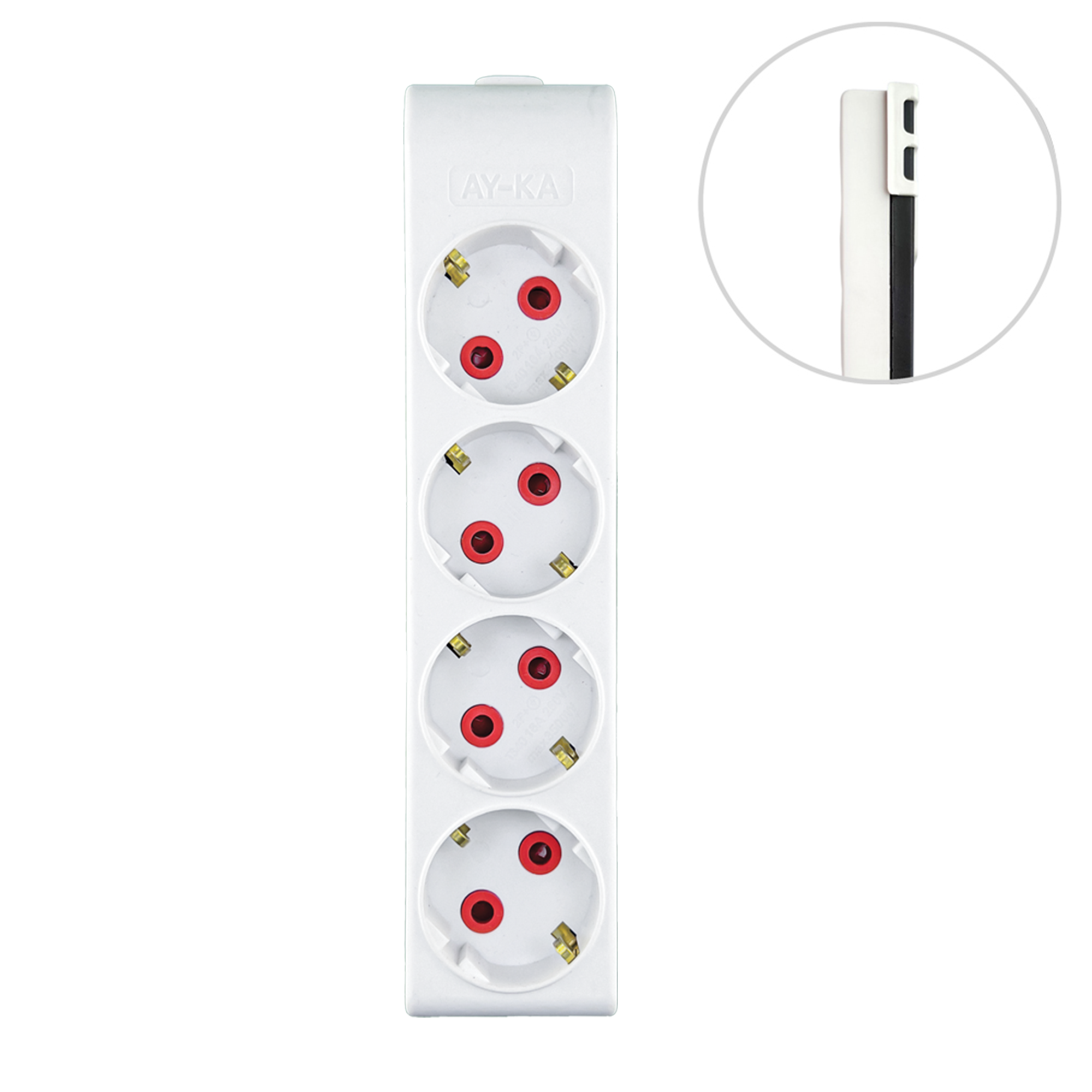 Колодка 4 гнізда, з/з, 16А, біла, AY-KA (22 0400 000)