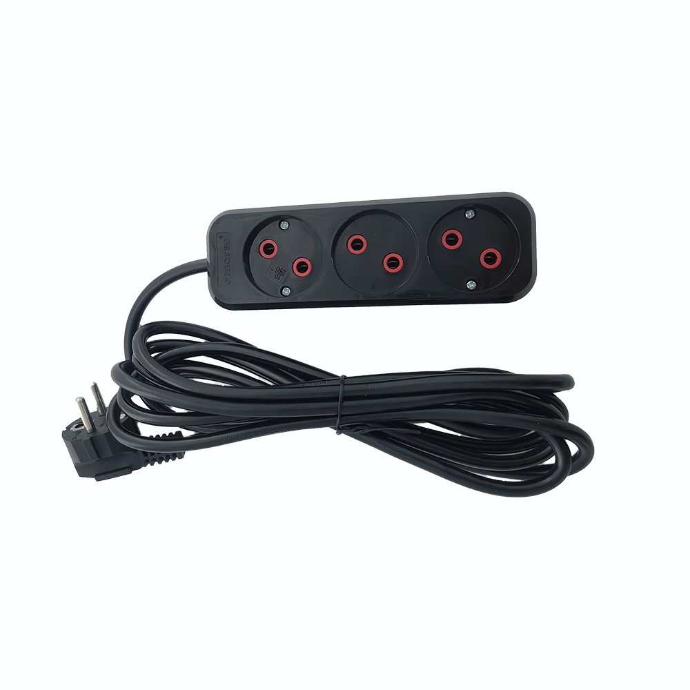 Подовжувач б/з, 3 гнізда, 3м, ПВС 2х1, 10А, чорний, MARSO