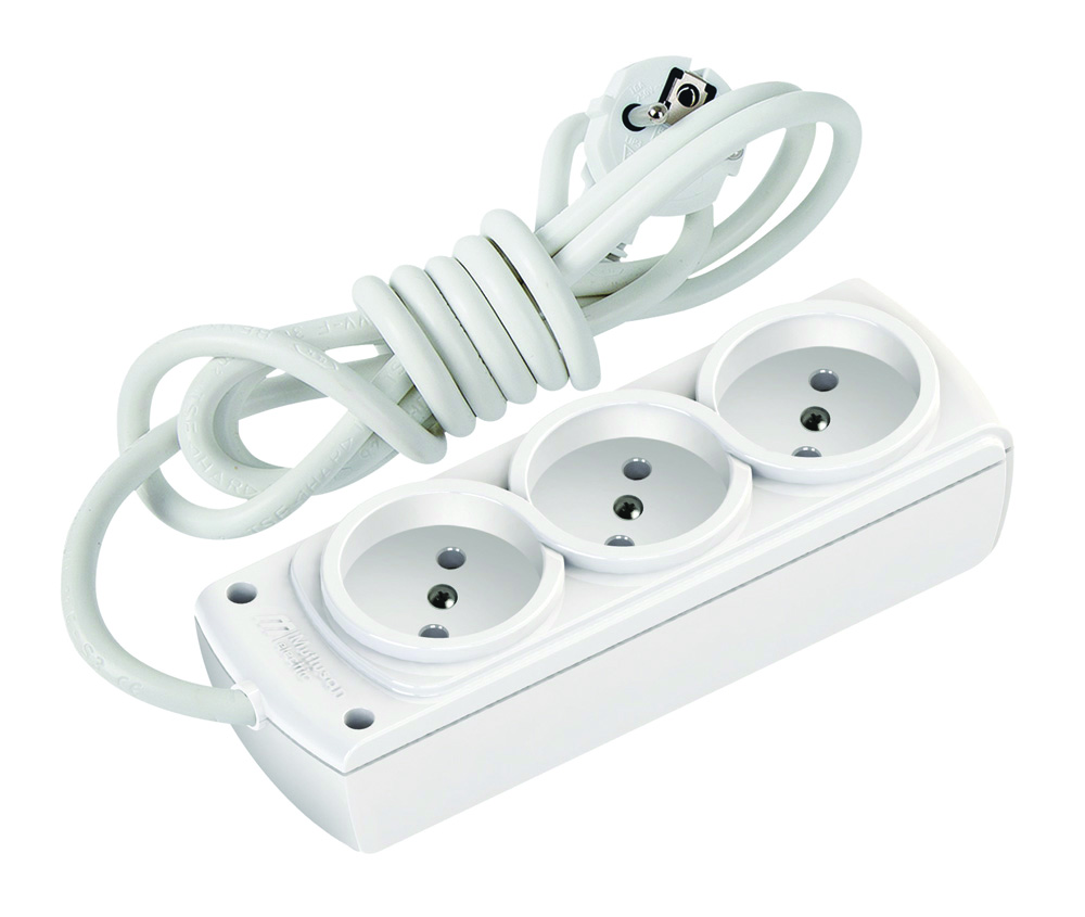 Подовжувач б/з, 3 гнізда, 2м, 10А, Olimpia, Mutlusan  (001 171 390002 02 00)