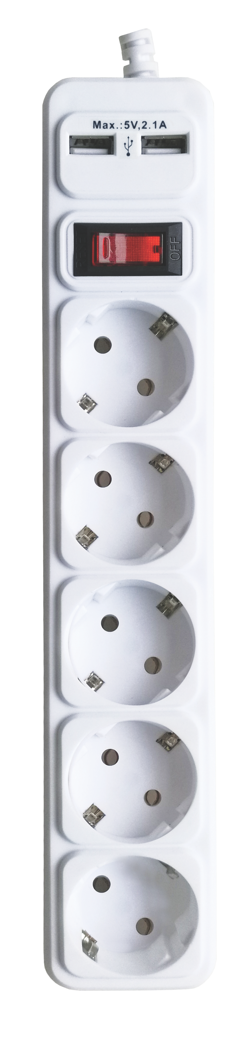 Мережевий фільтр-подовжувач з/з, 5 гнізд, 2 USB, 3м, з вимикачем, MARSO