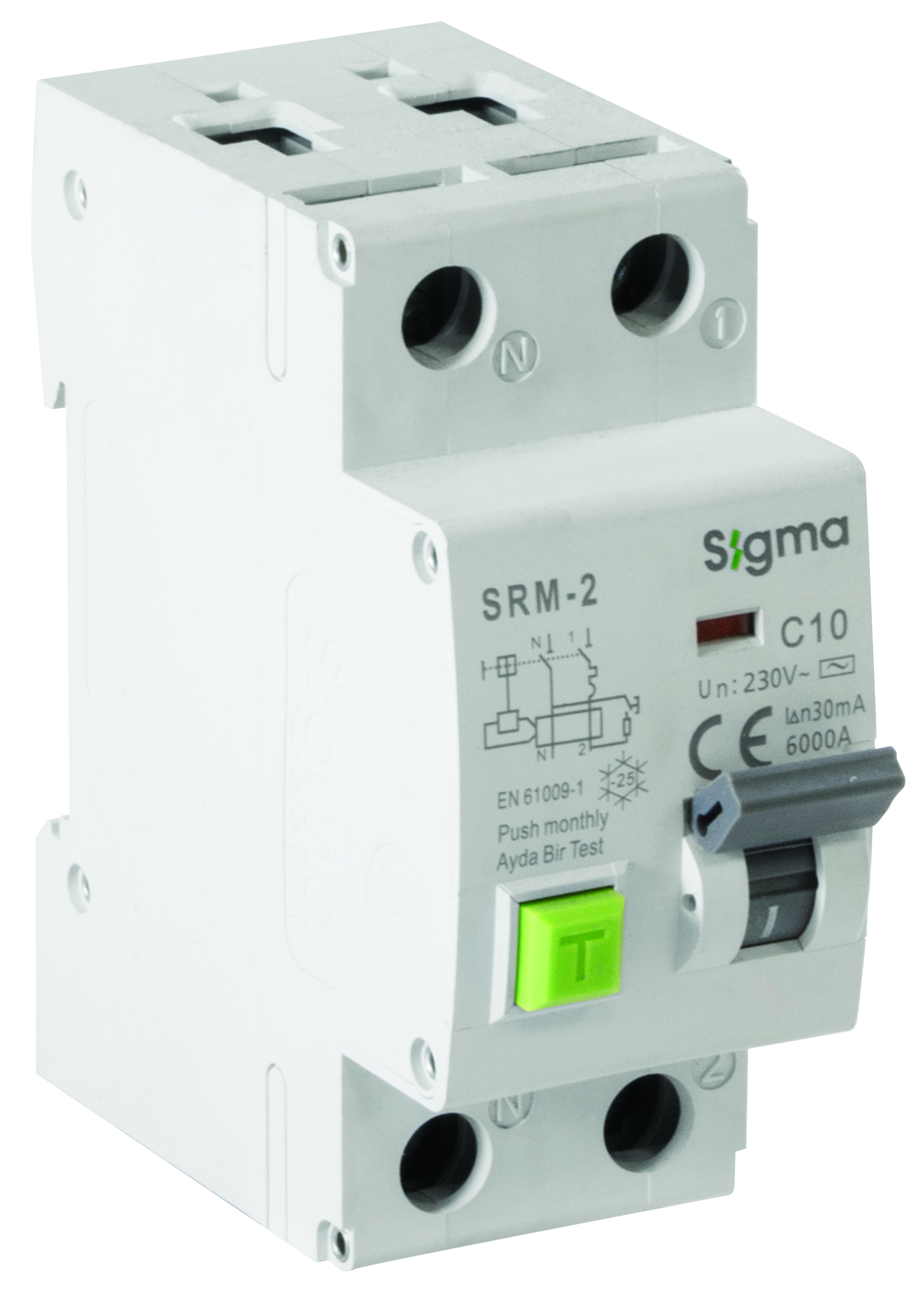 Диф. авт. вимикач SIGMA 6кА, 2Р, 30мА, 16А "АС" (SRM2016030).