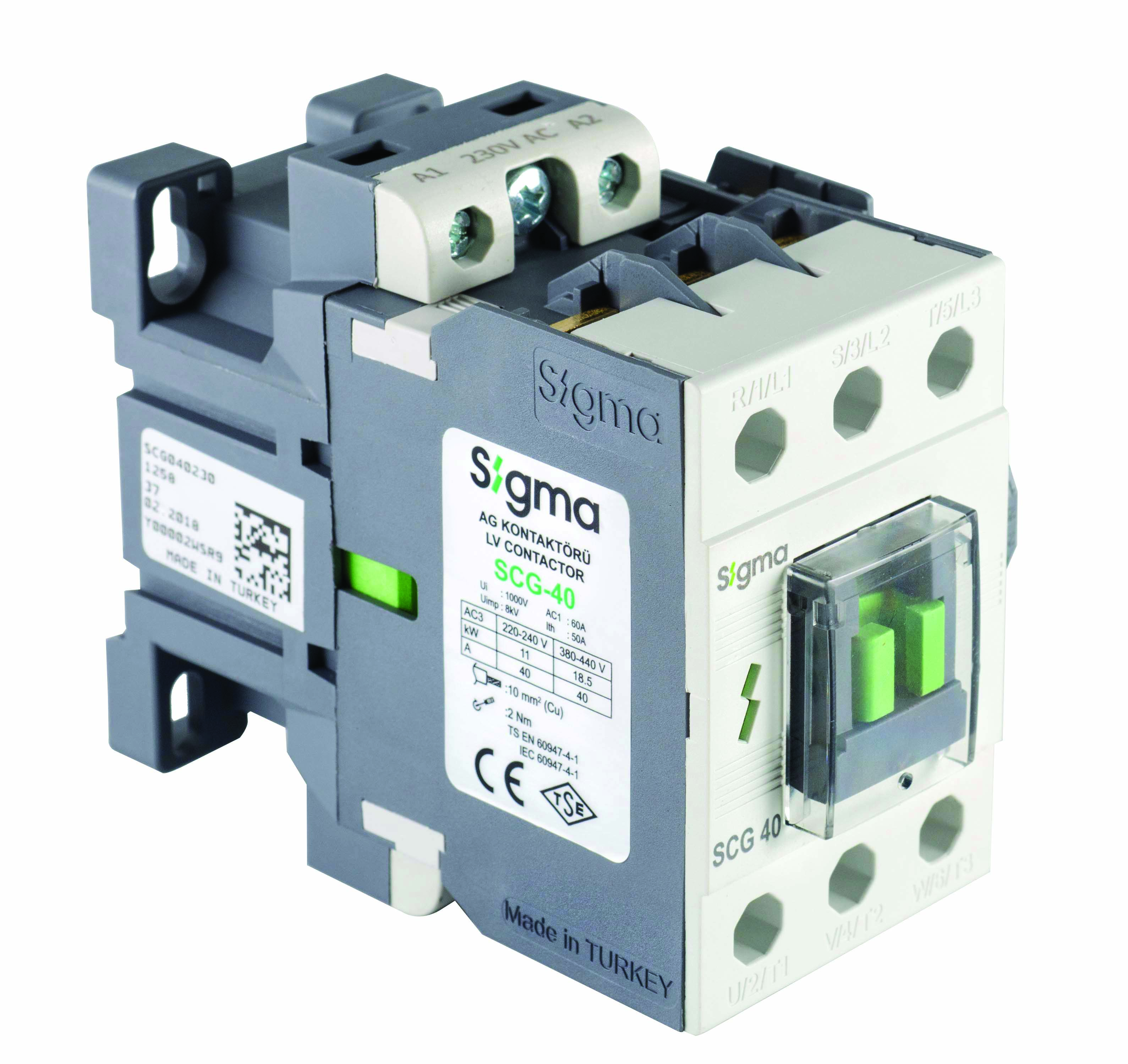 Контактор силовий SIGMA 9А, 4kW, 230V AC (SCG009230)