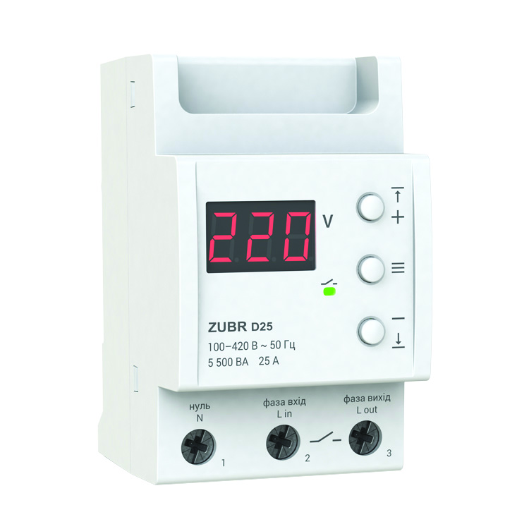 Реле напруги D25 на din-рейку ZUBR