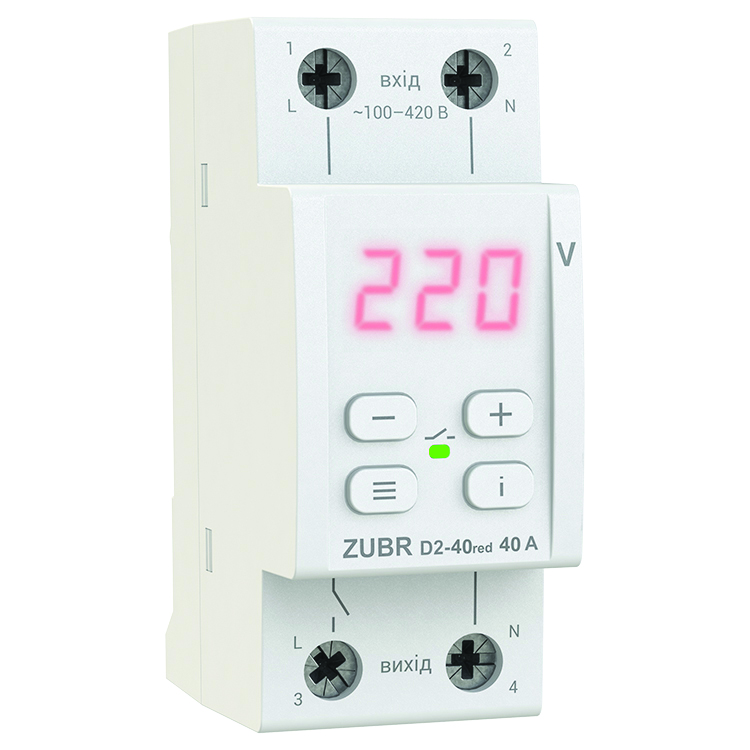 Реле напруги D2-32 red на din-рейку ZUBR