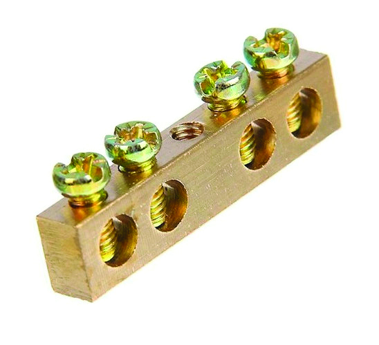 Шина нульова (брусок) 4отв. 6х8х32мм 63А, Mutlusan (014 102 006304)