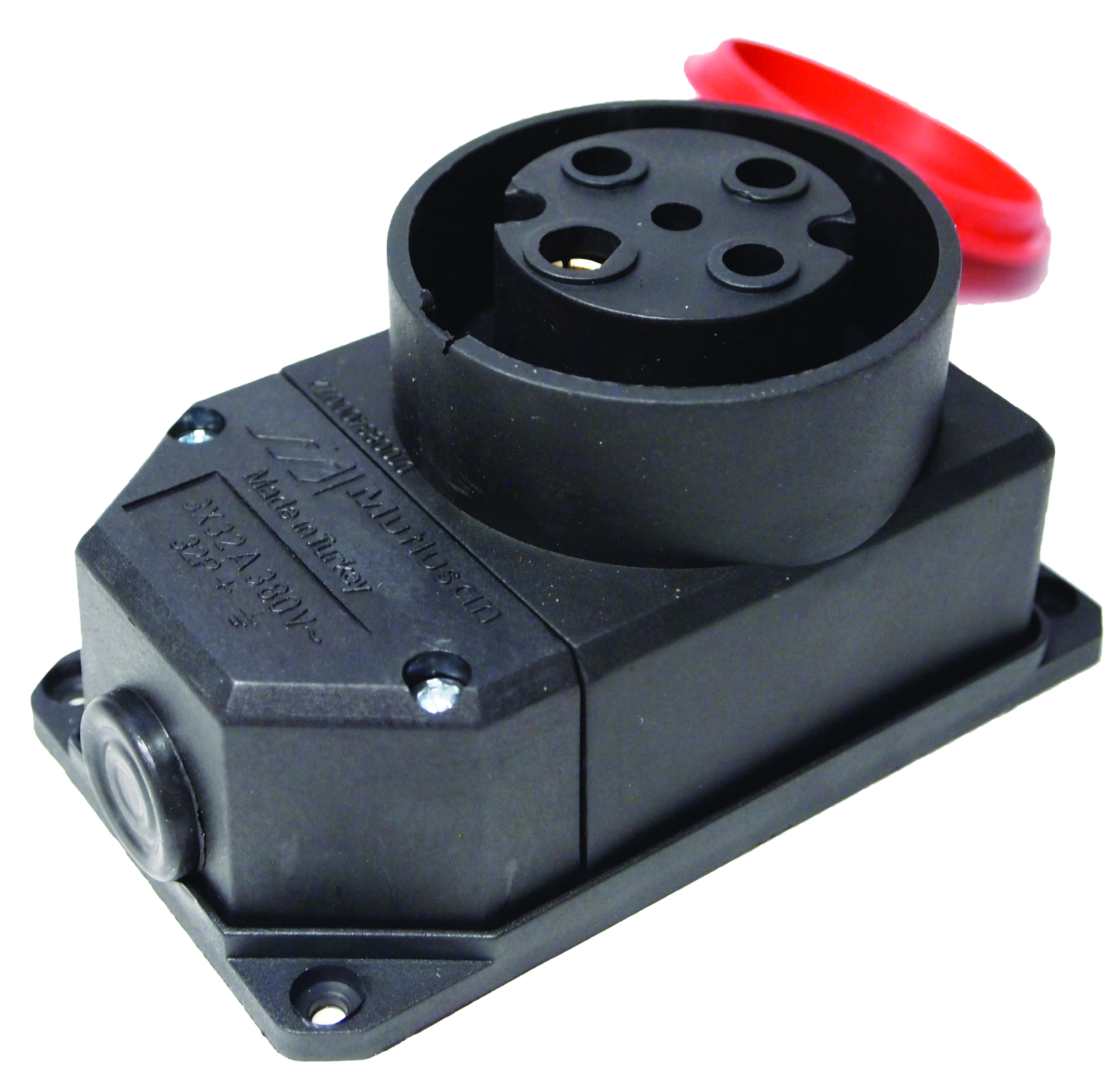 Розетка силова трифазна настінна 32А, каучук, (IP44), Mutlusan, (010 083 400072)