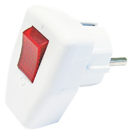 Вилка з/з, 10А, з вимикачем, з інд., біла, MARSO