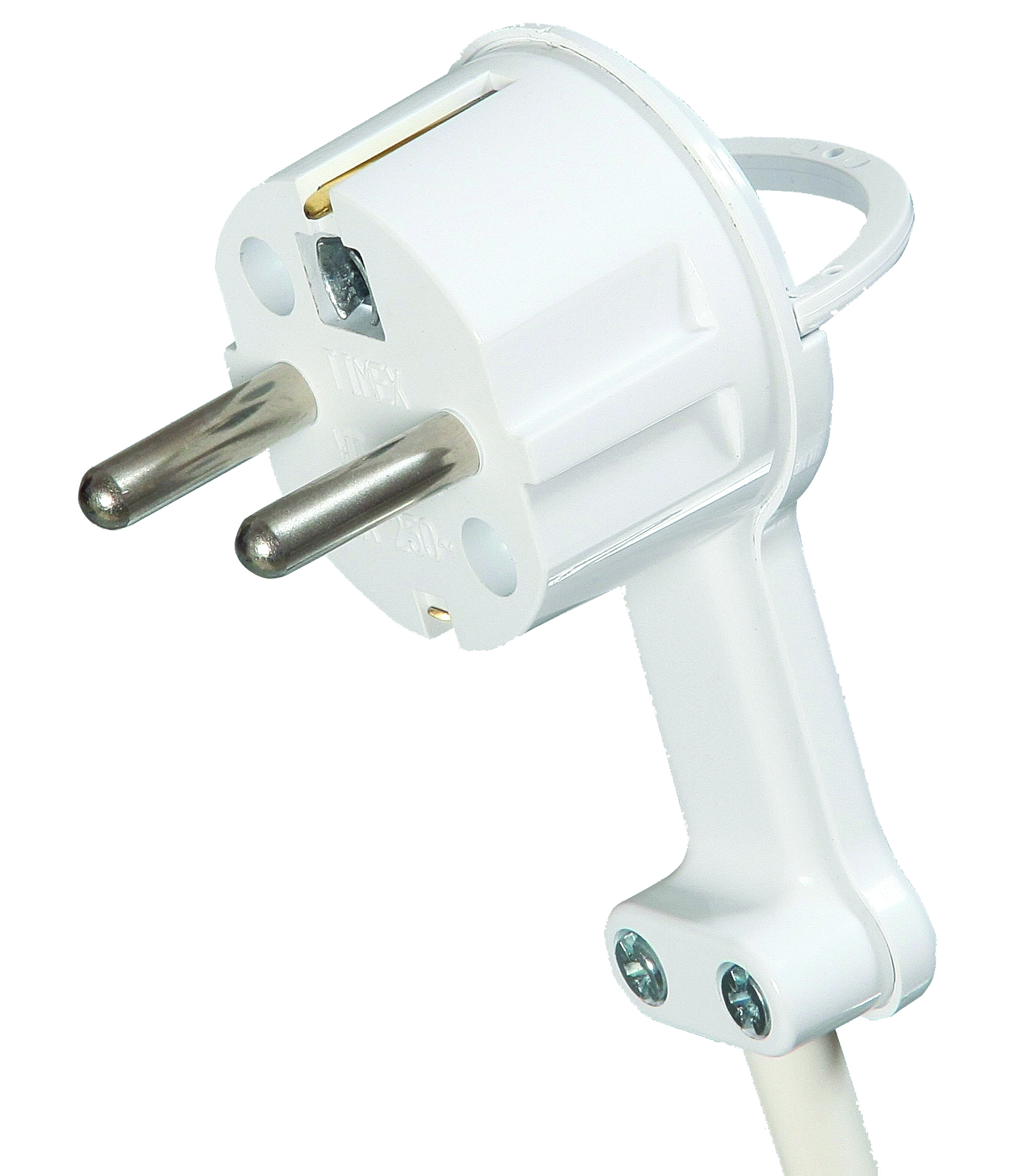 Вилка з/з, кутова, плоска, 16А, "СВІТ-БУД електро", біла (WT-16UP white)