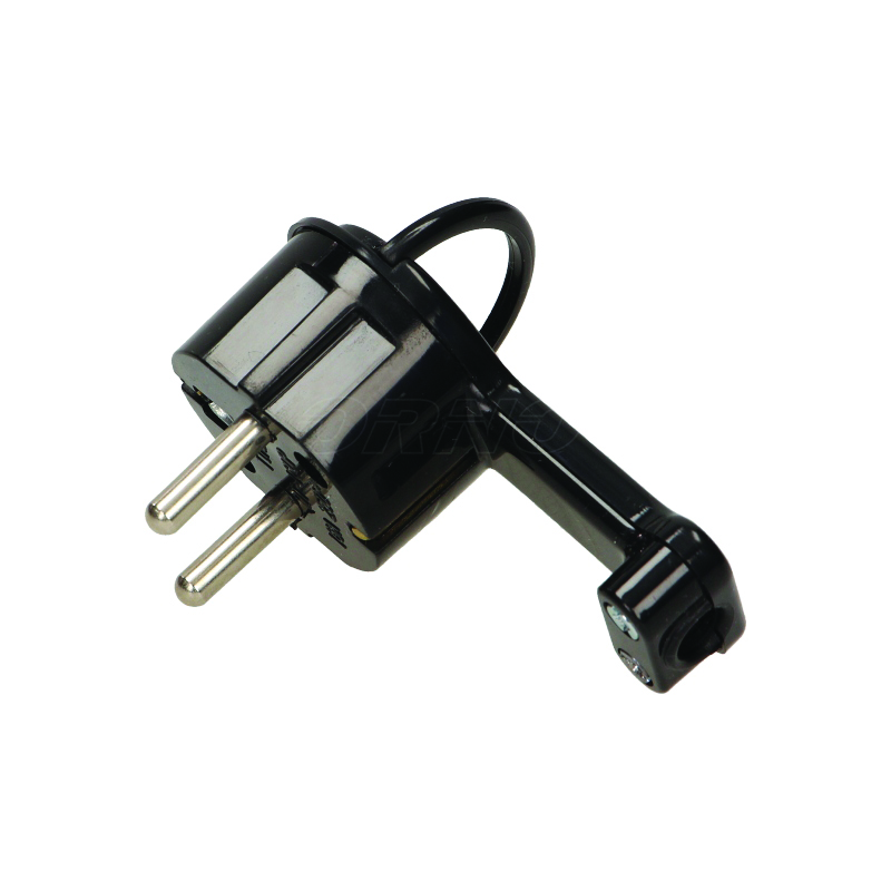 Вилка з/з, кутова, плоска, 16А, "СВІТ-БУД електро", чорна (WT-16UP black)