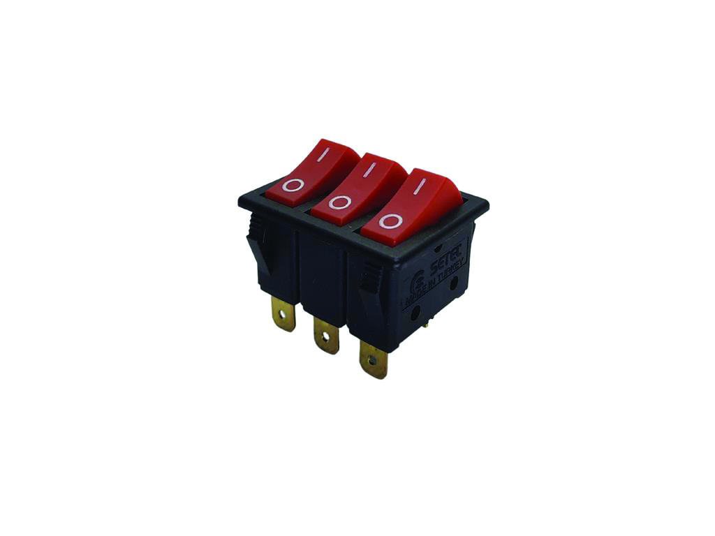 Клавішний перемикач, 3 клавіши, прямокутний, ON-OFF, SETEL (S21114)