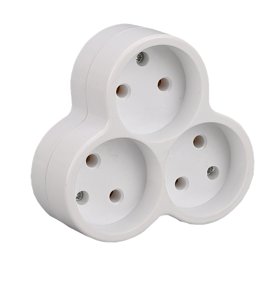 Розгалужувач б/з, 3 гнiзда, круглий, 10А, MARSO